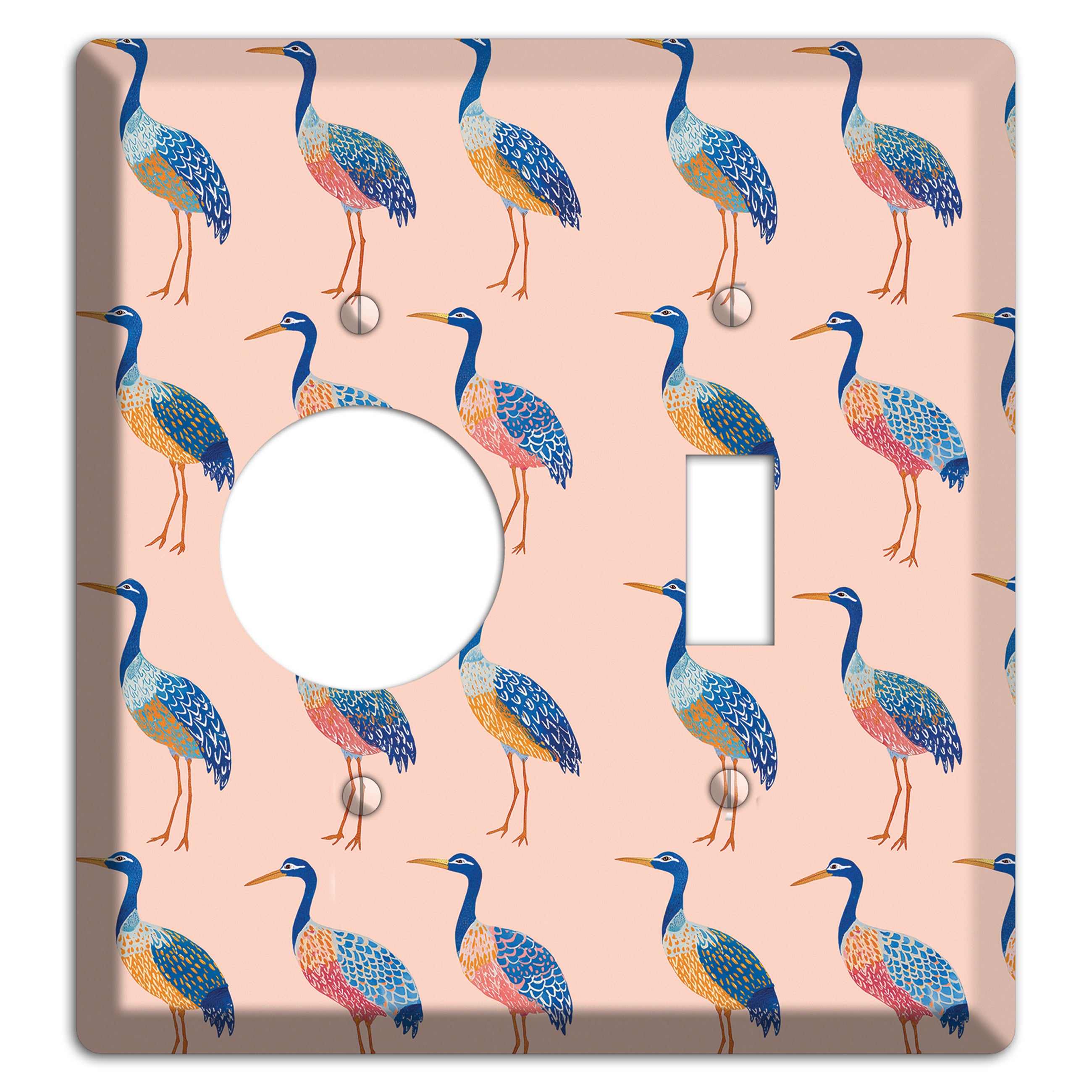 Blush Heron Parade Receptacle / Toggle Wallplate