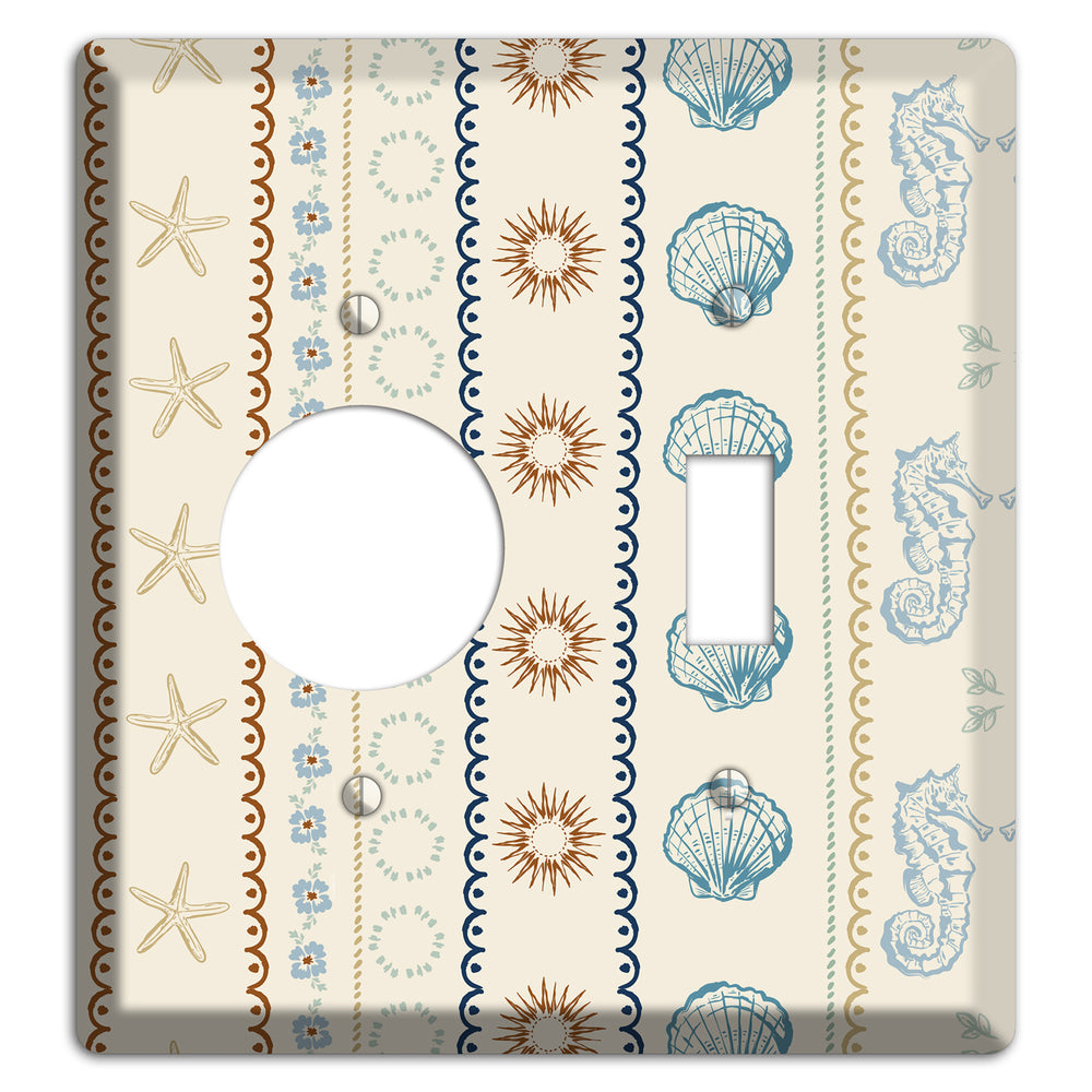 Ivory Seahorse Stripe Receptacle / Toggle Wallplate