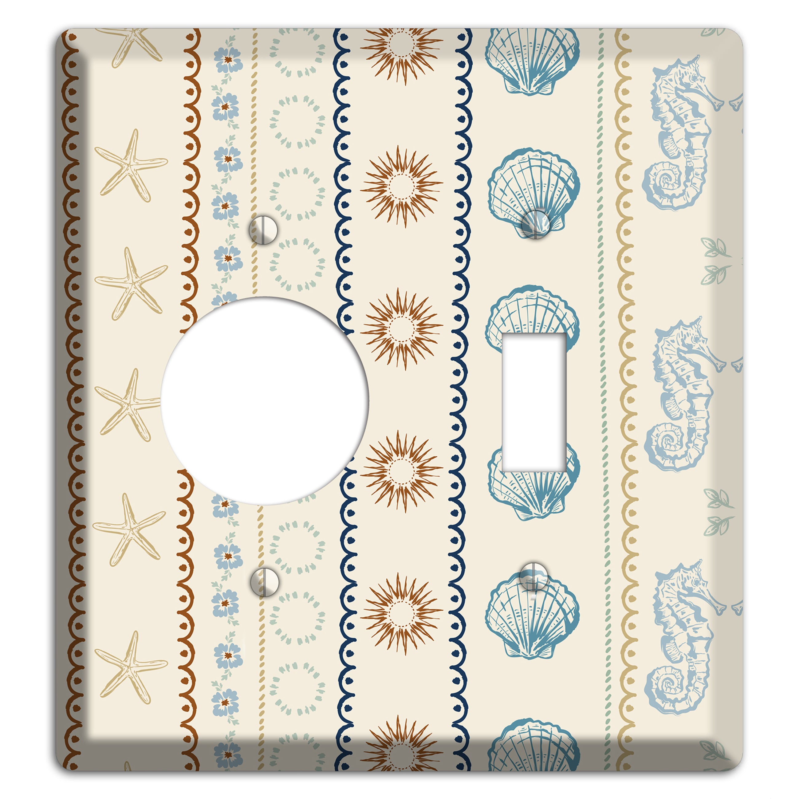 Ivory Seahorse Stripe Receptacle / Toggle Wallplate