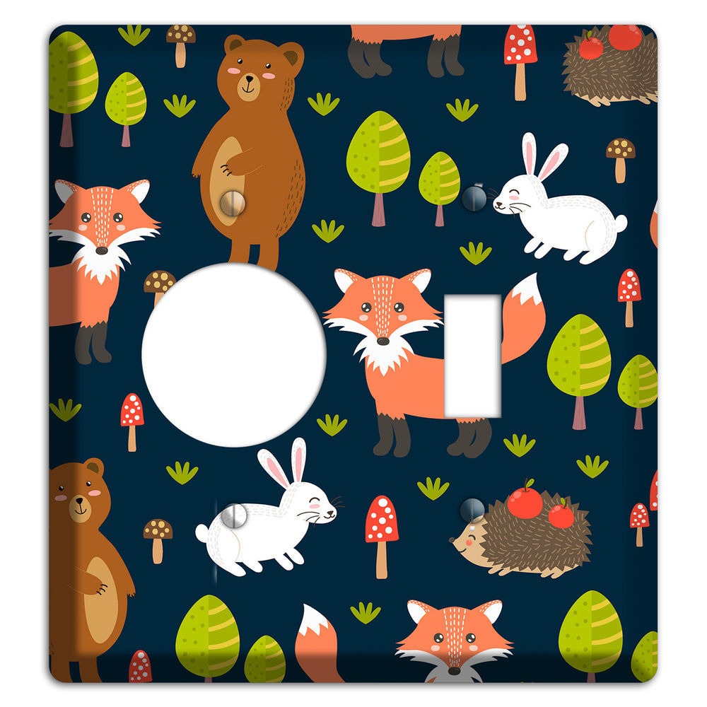 Forest Critters (Navy) Receptacle / Toggle Wallplate
