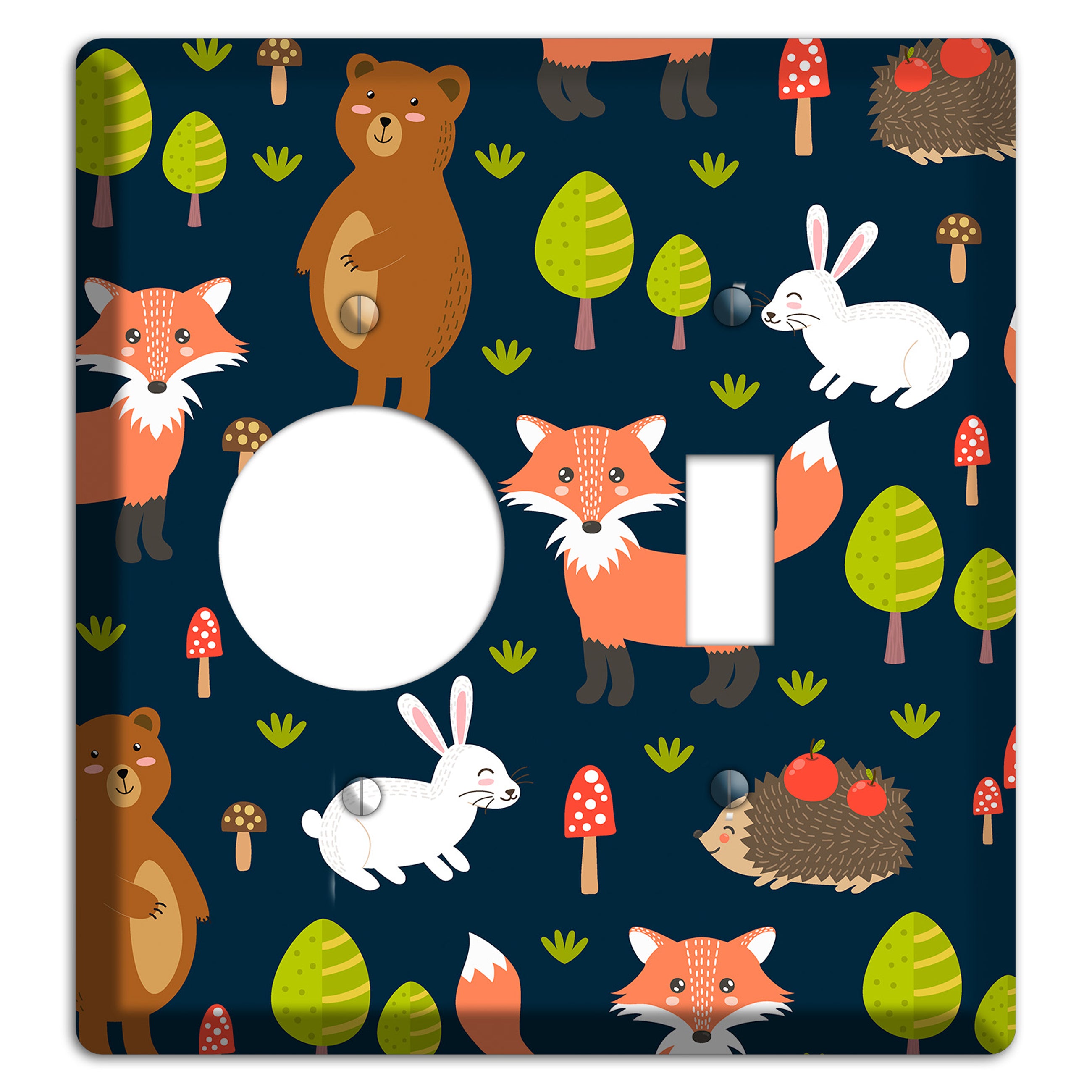 Forest Critters (Navy) Receptacle / Toggle Wallplate