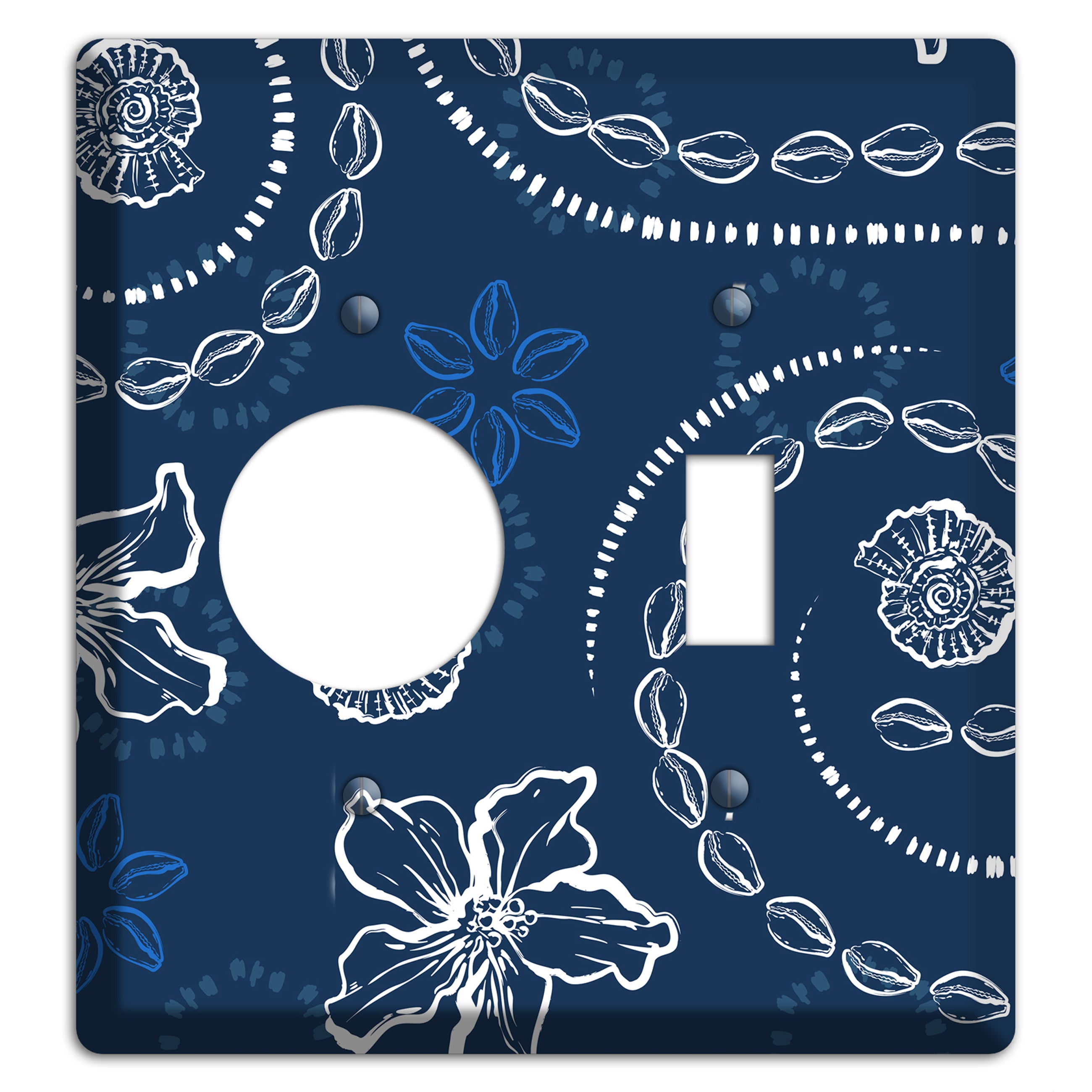 Indigo Cowrie Spiral Receptacle / Toggle Wallplate