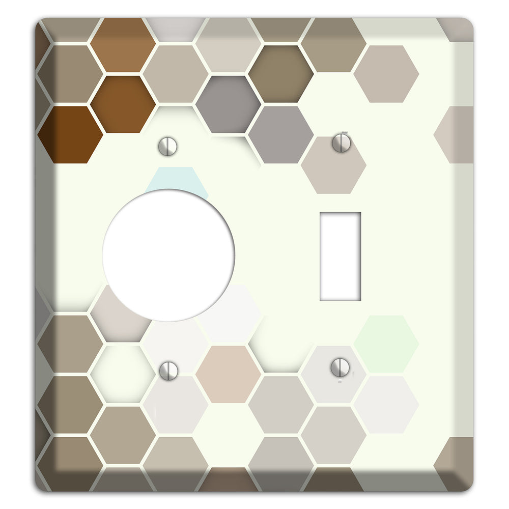 Earth-Toned Honeycomb Mosaic Receptacle / Toggle Wallplate