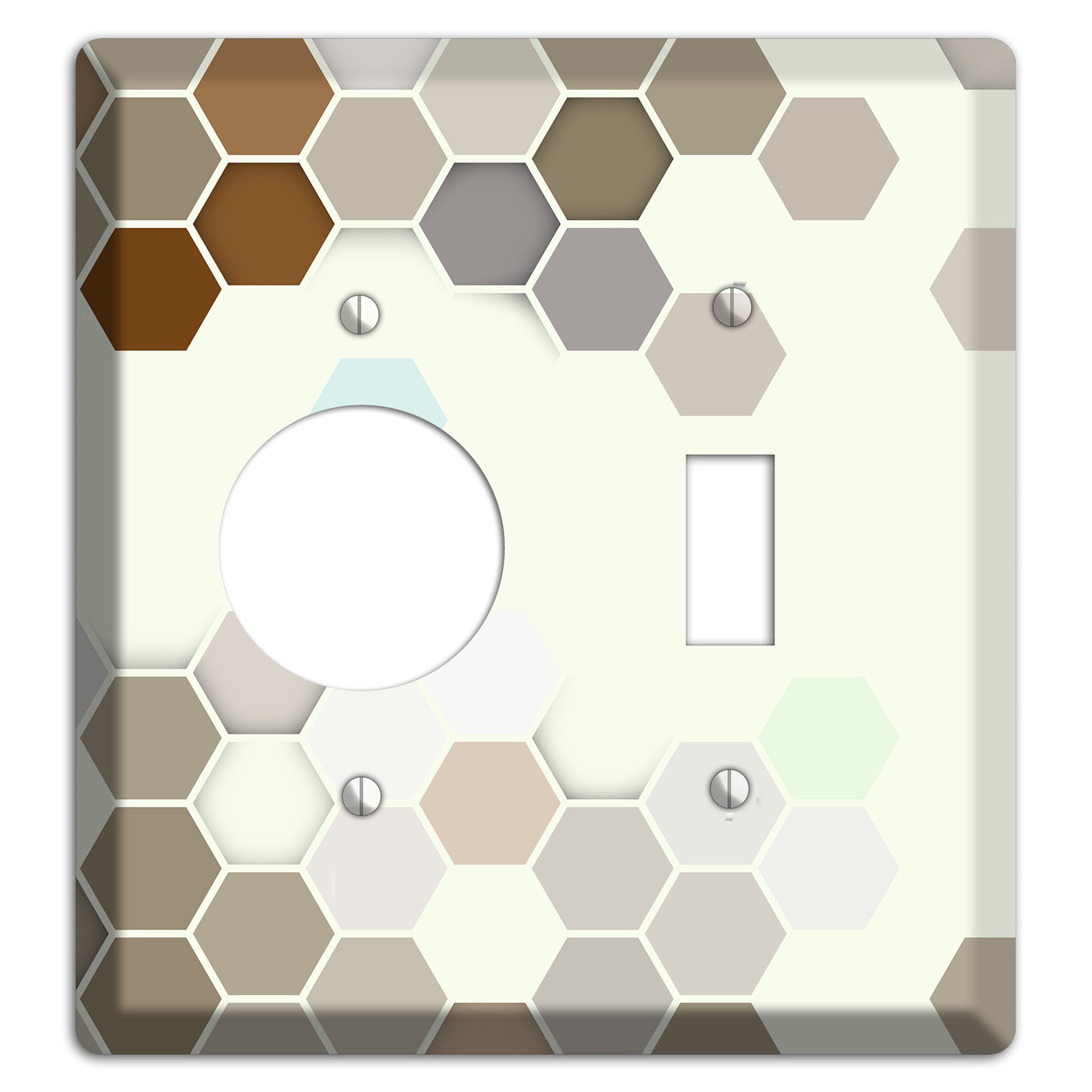 Earth-Toned Honeycomb Mosaic Receptacle / Toggle Wallplate