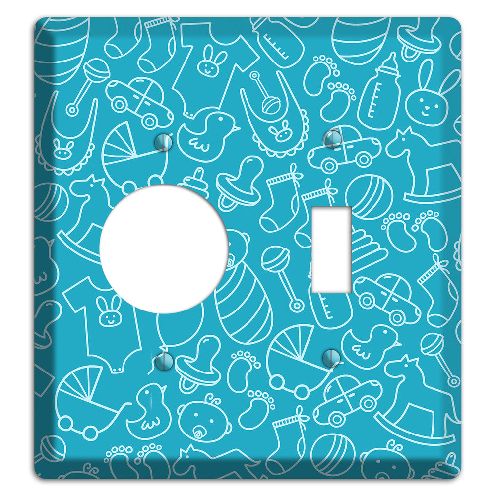 Line Art Baby Blue Receptacle / Toggle Wallplate