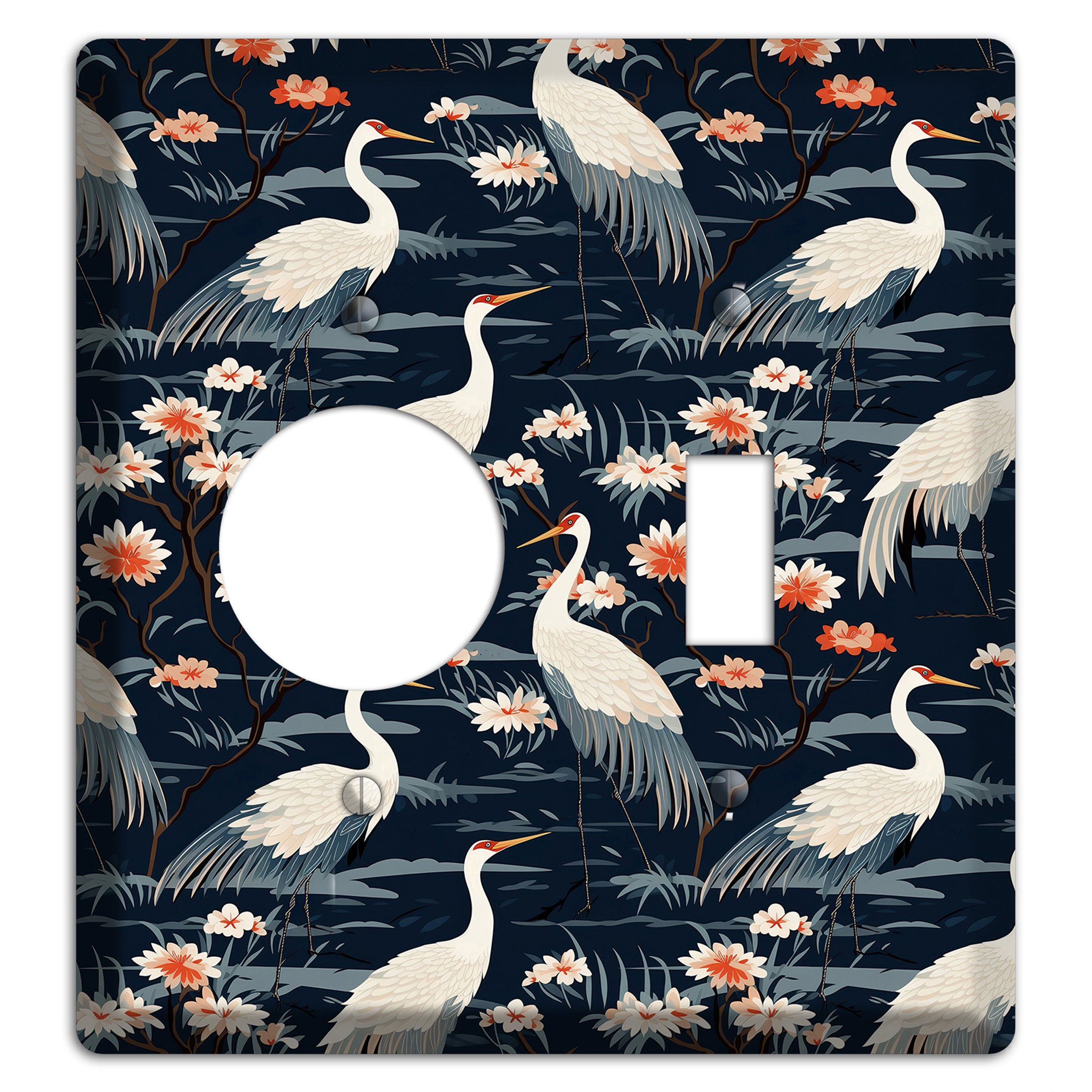 Navy Heron Nocturne Receptacle / Toggle Wallplate