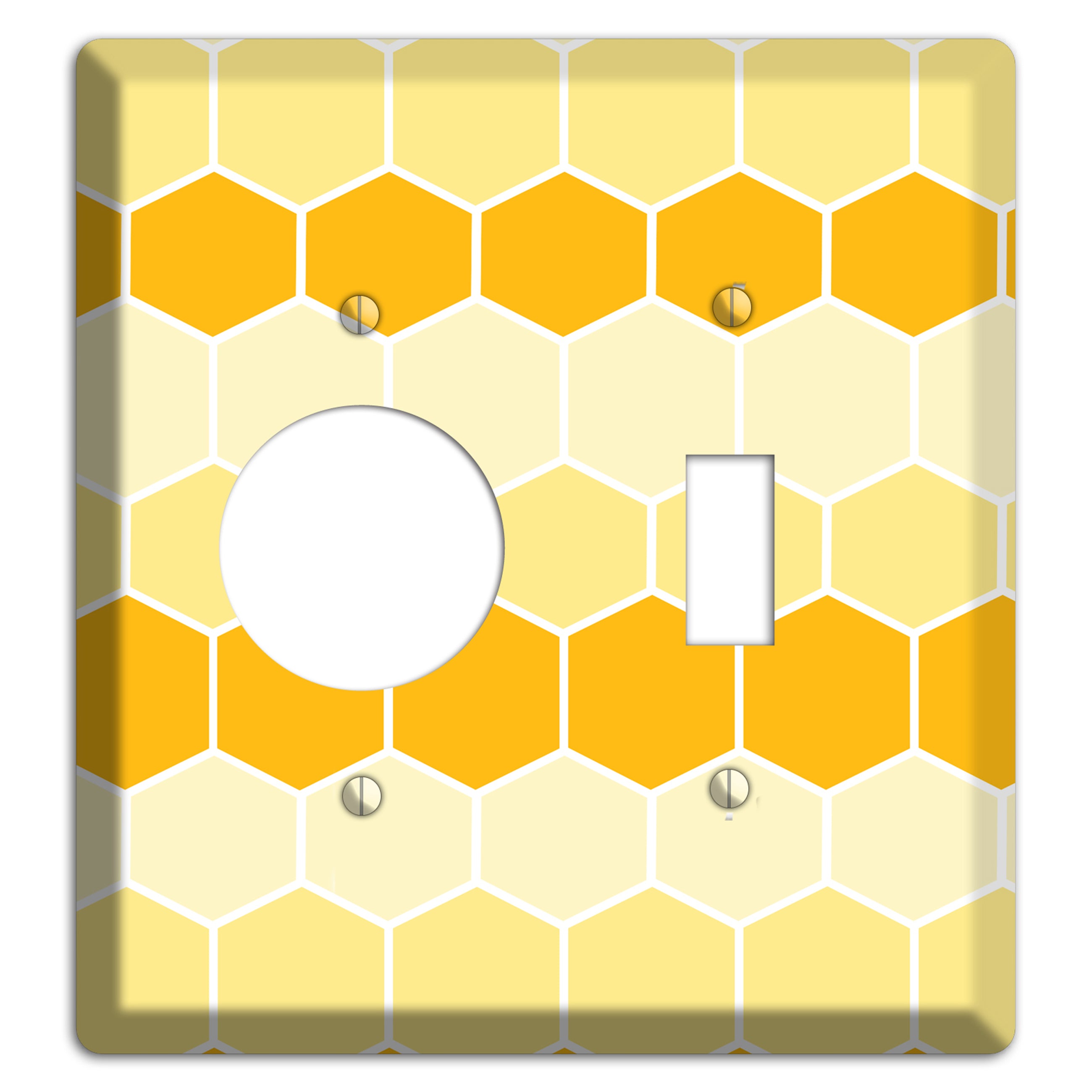 Golden Hollow Grid Receptacle / Toggle Wallplate