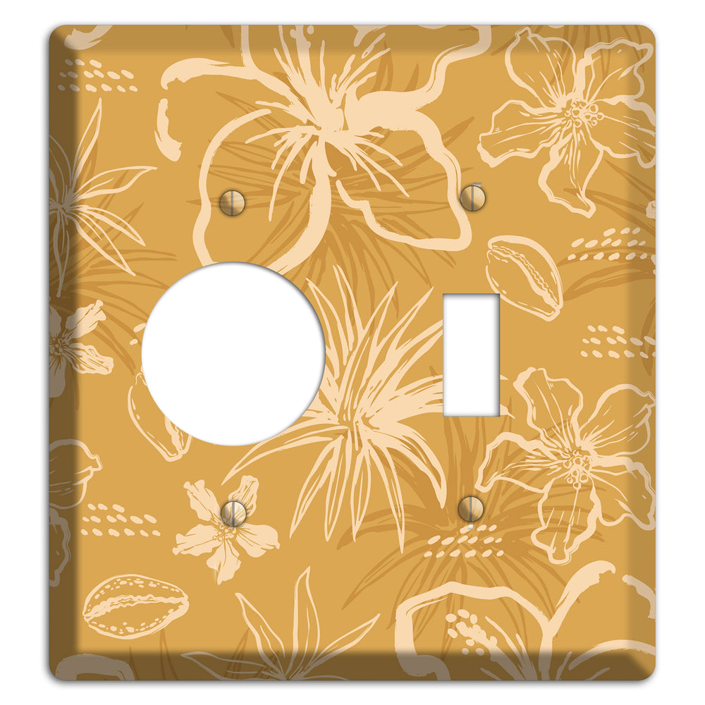 Golden Hibiscus Drift Receptacle / Toggle Wallplate