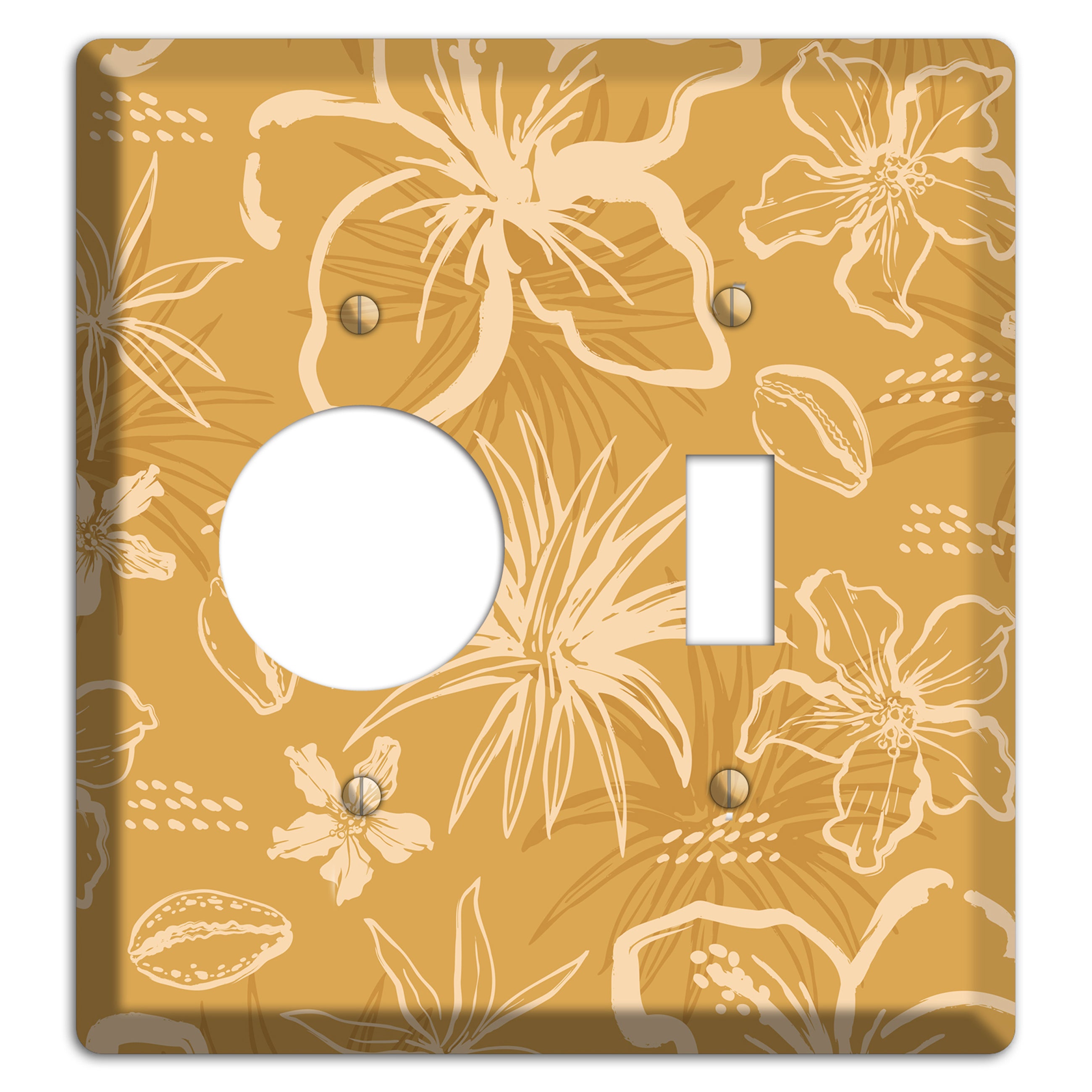 Golden Hibiscus Drift Receptacle / Toggle Wallplate