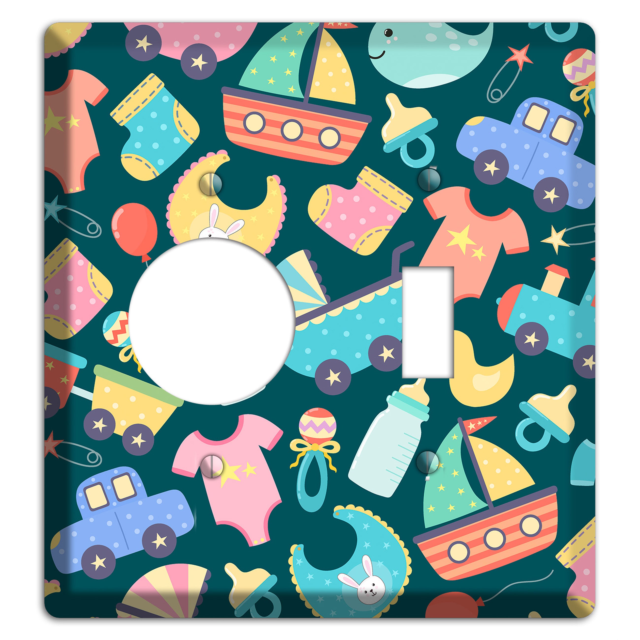 Baby Parade (Teal) Receptacle / Toggle Wallplate