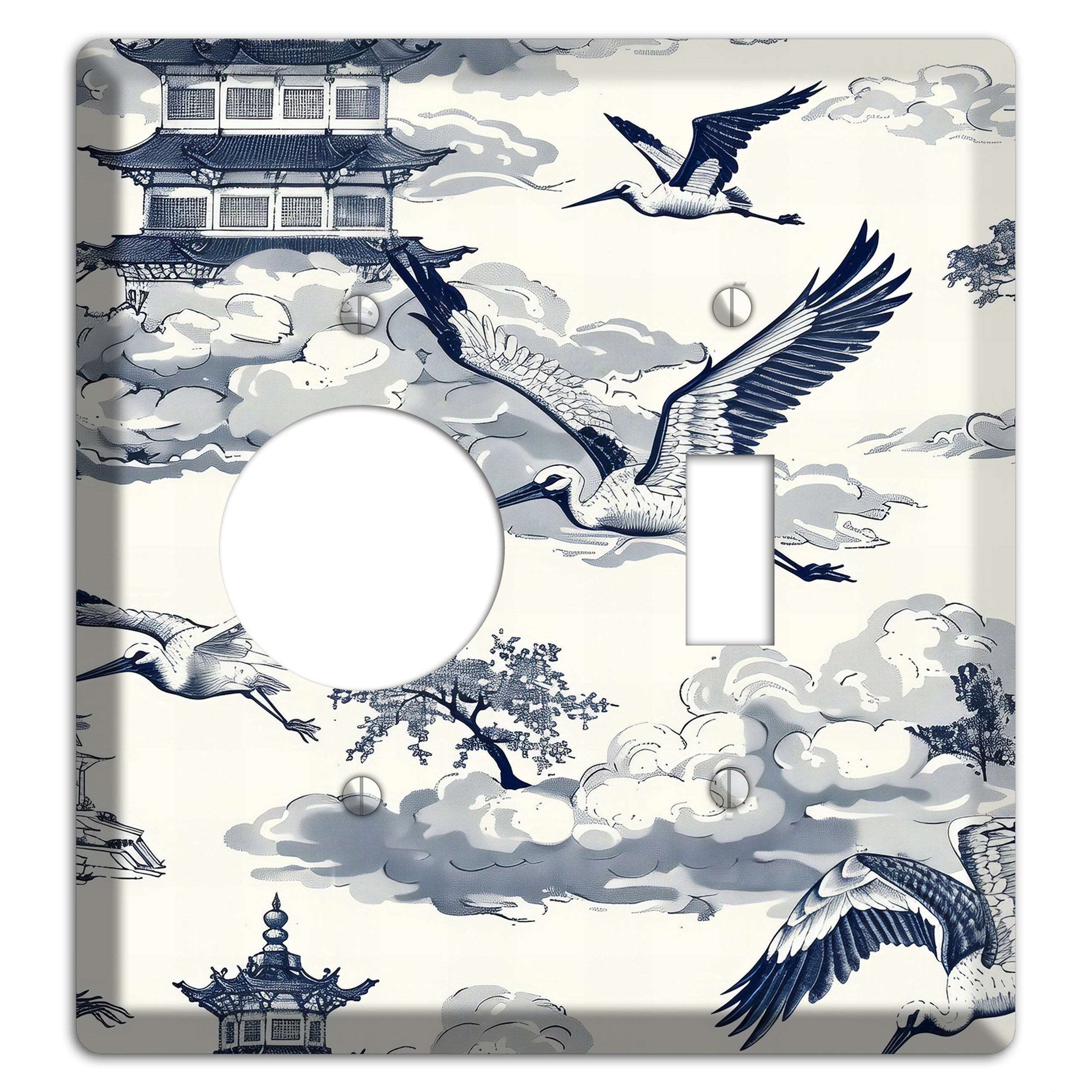 Crane Sky Toile Receptacle / Toggle Wallplate