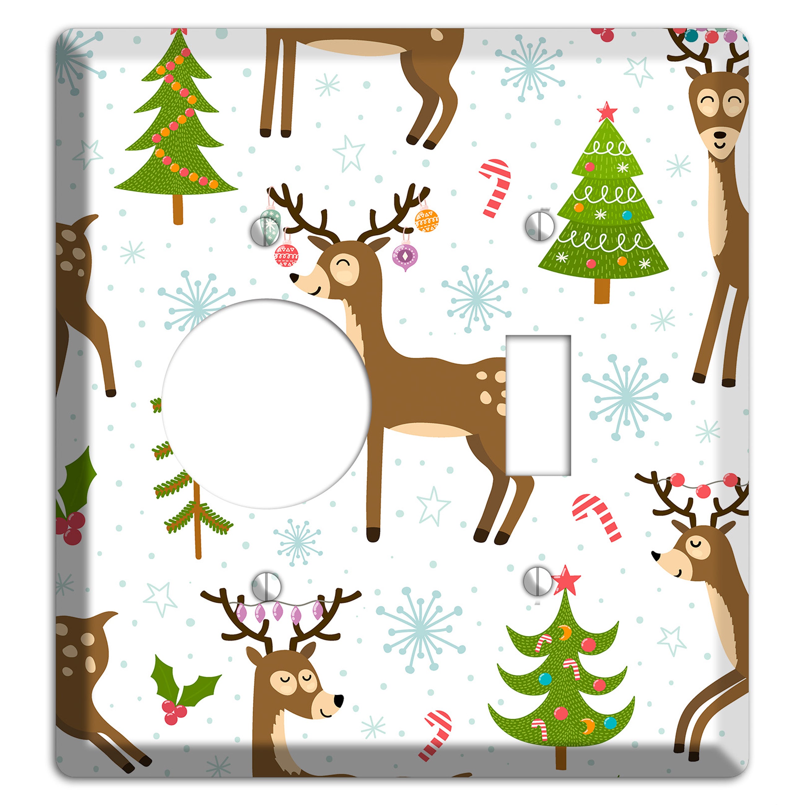 Reindeer Parade (White) Receptacle / Toggle Wallplate