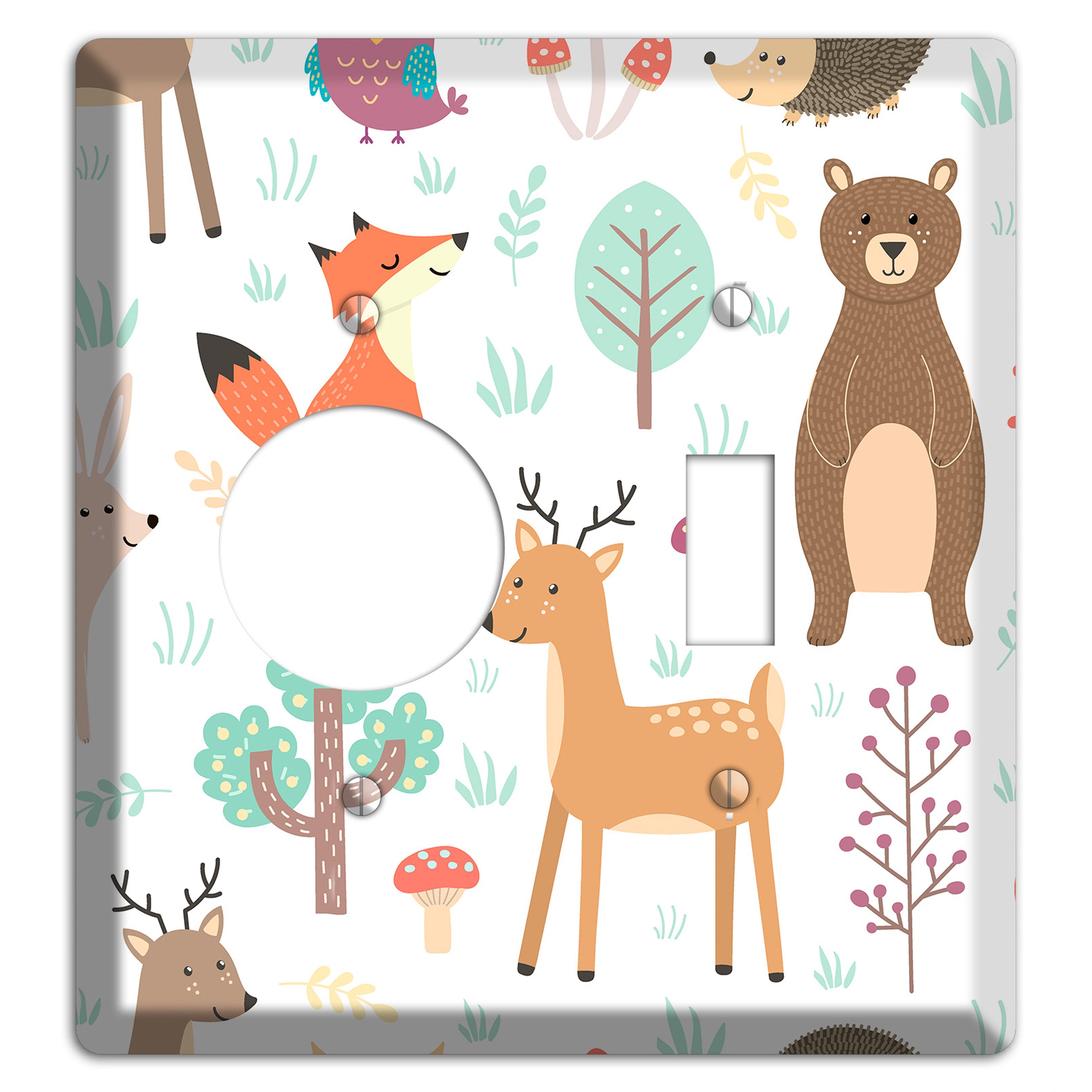 Woodland Friends (White) Receptacle / Toggle Wallplate