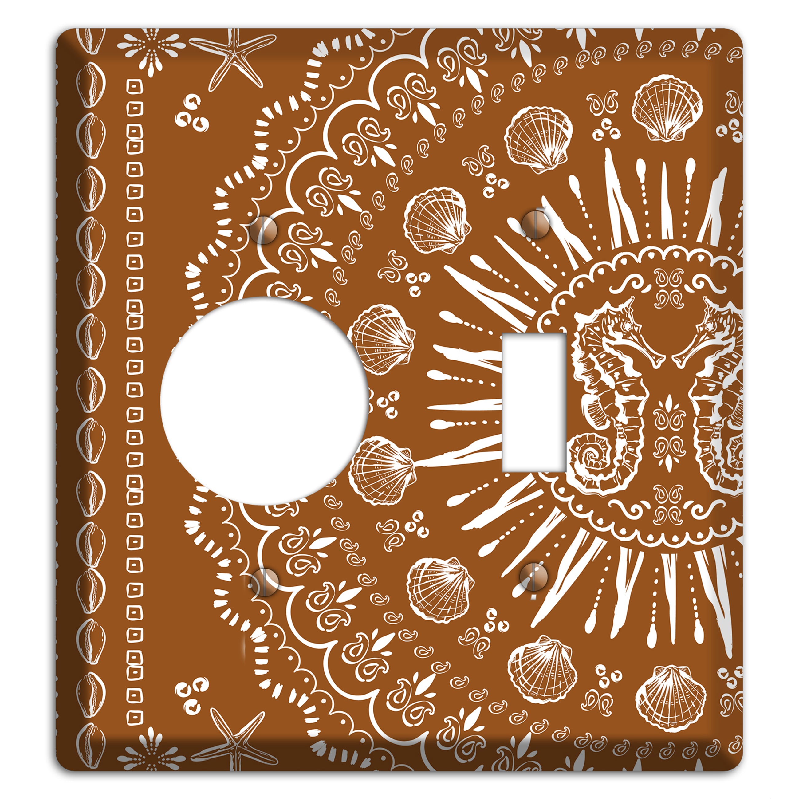 Russet Seahorse Mandala Receptacle / Toggle Wallplate