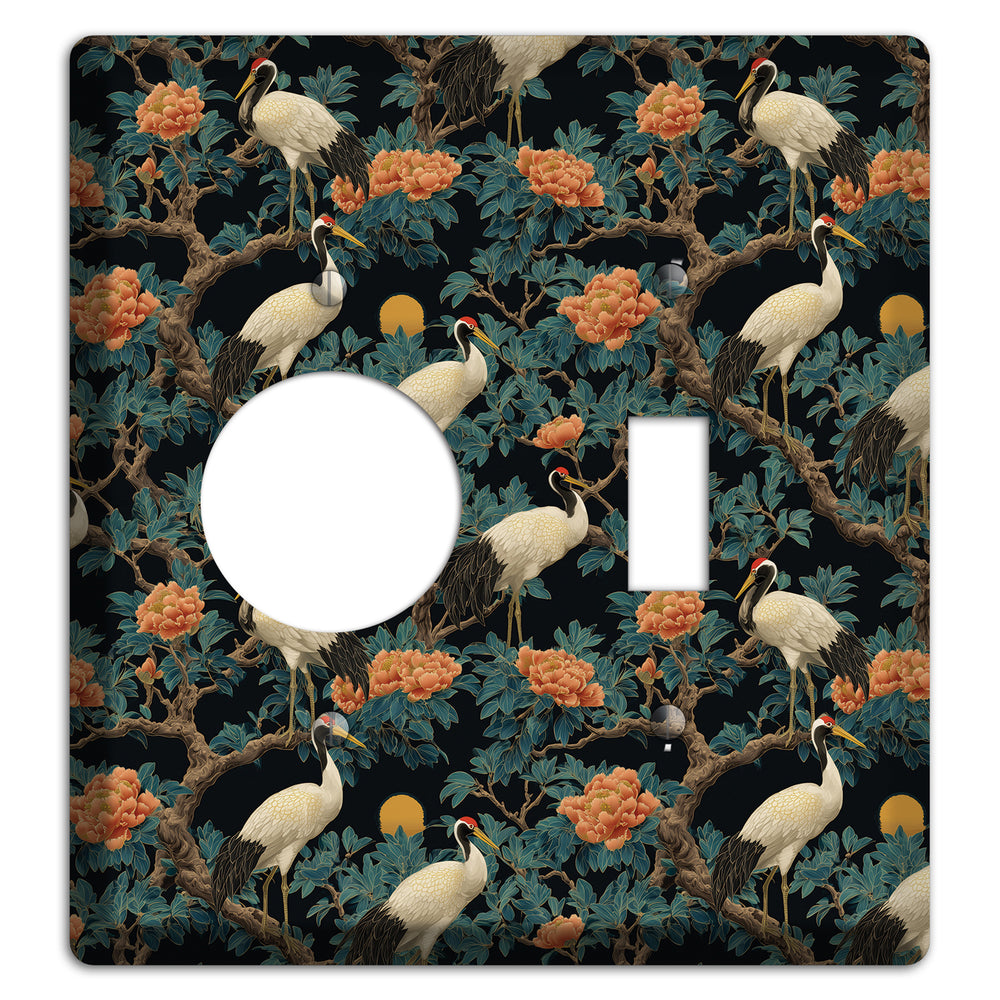 Teal Moonrise Cranes Receptacle / Toggle Wallplate