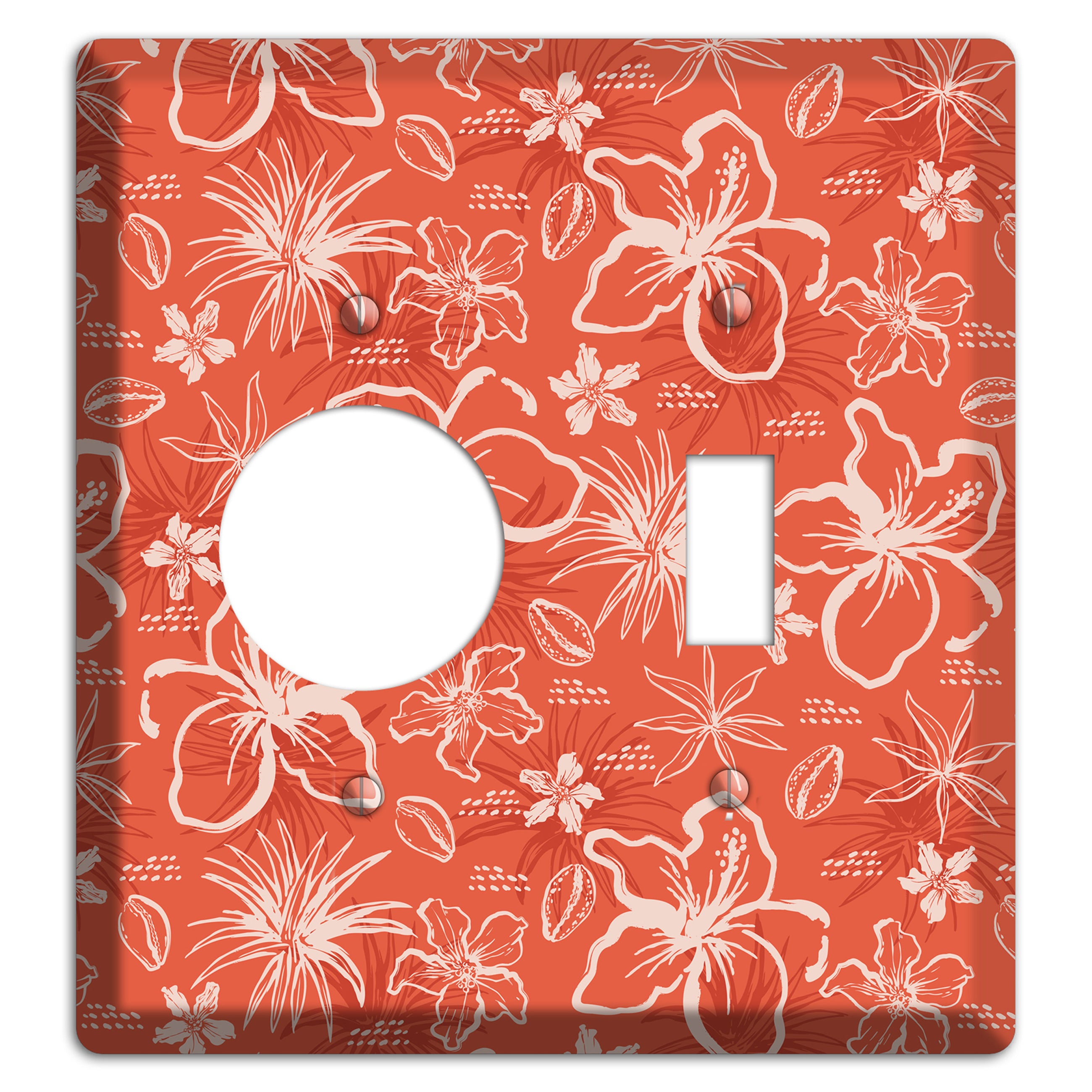 Coral Hibiscus Reverie Receptacle / Toggle Wallplate