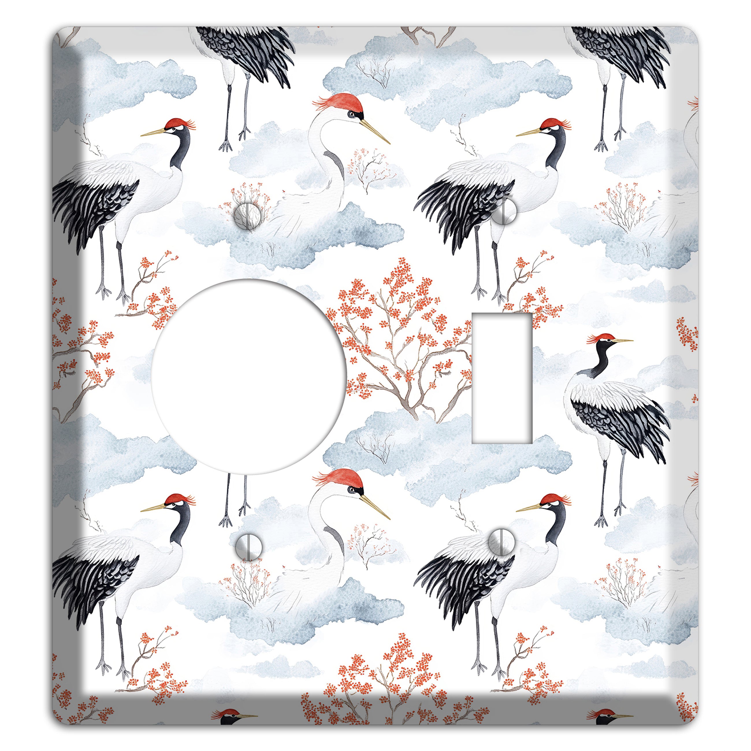 Crimson Crown Cranes Receptacle / Toggle Wallplate