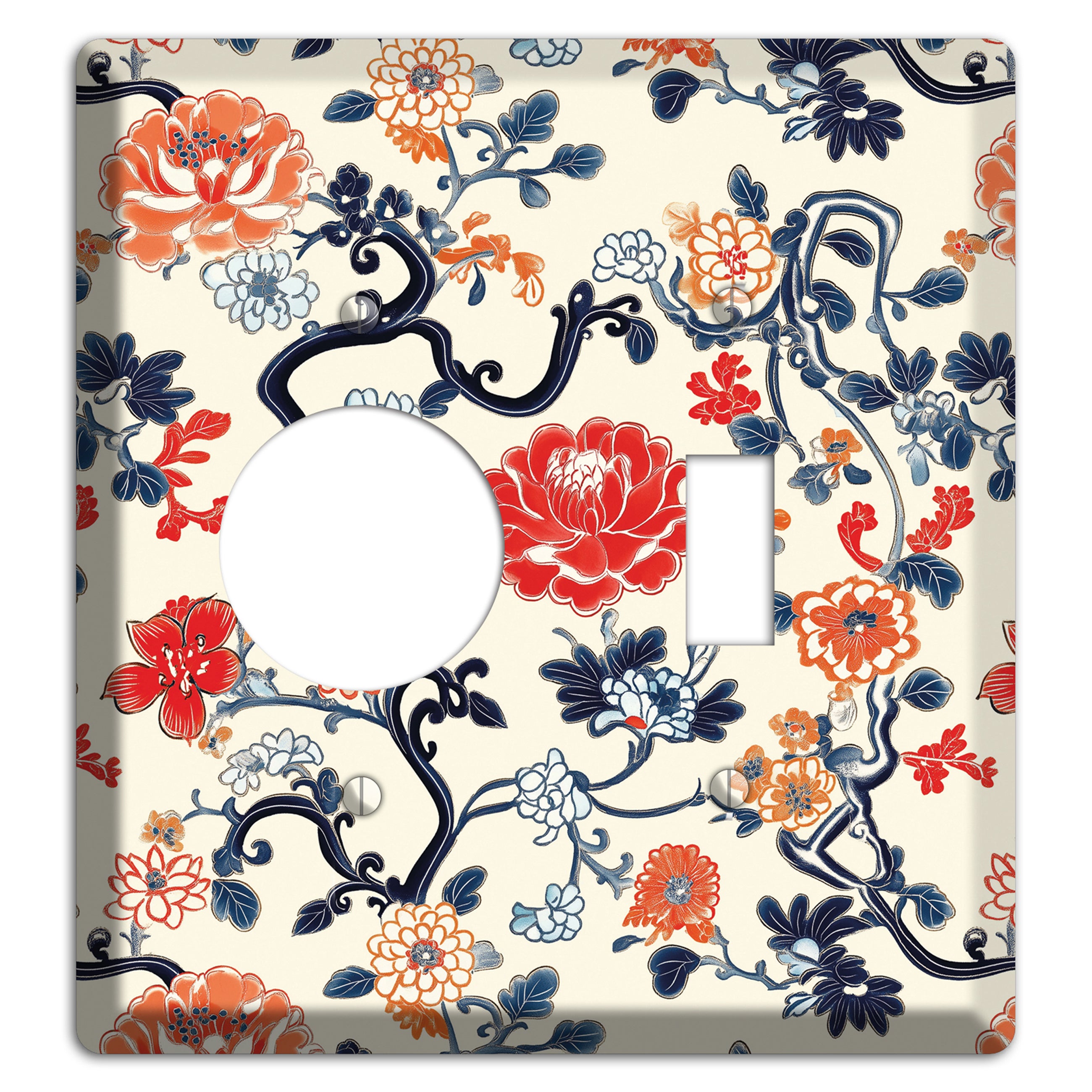 Crimson Garden Scroll Receptacle / Toggle Wallplate