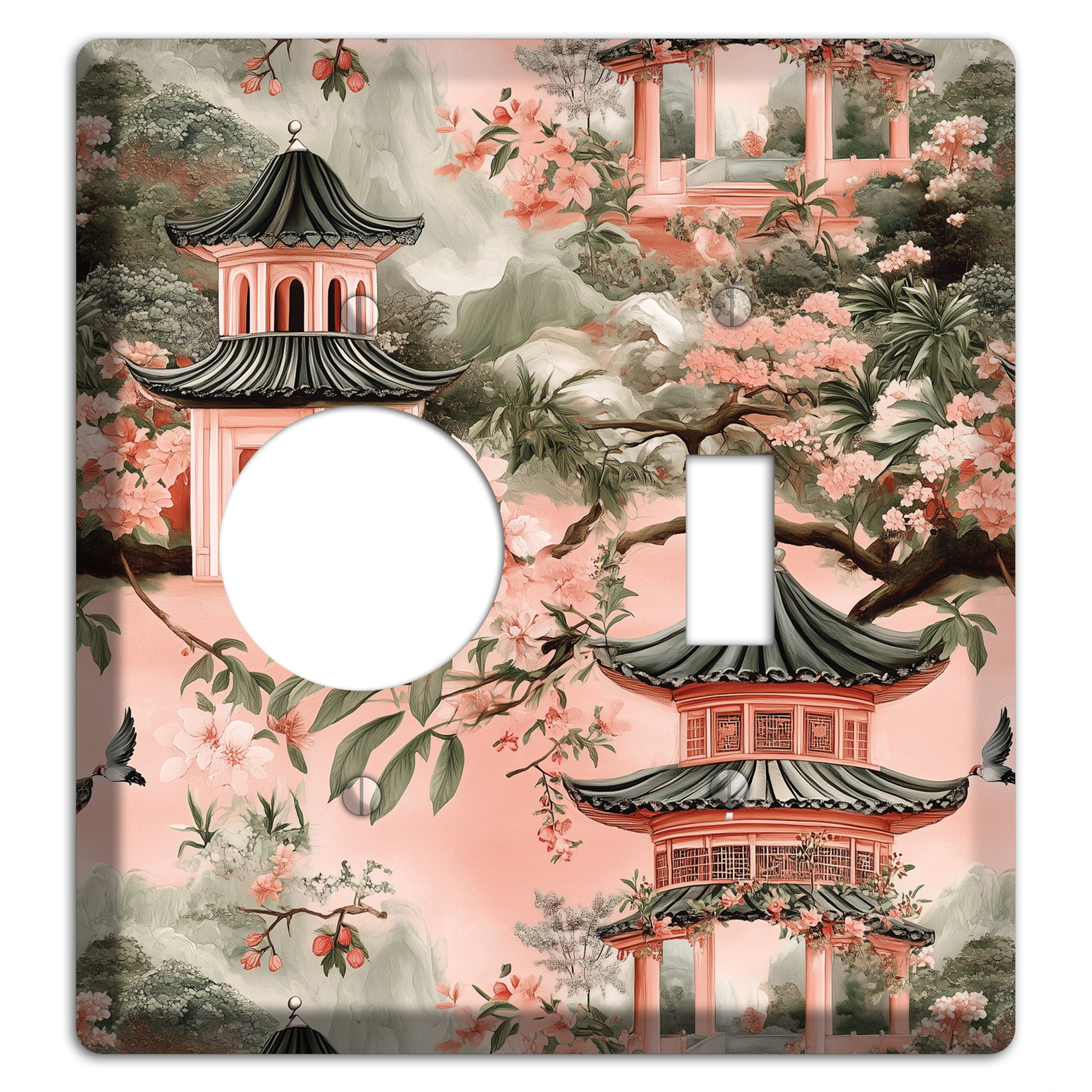 Pagoda & Plum Receptacle / Toggle Wallplate