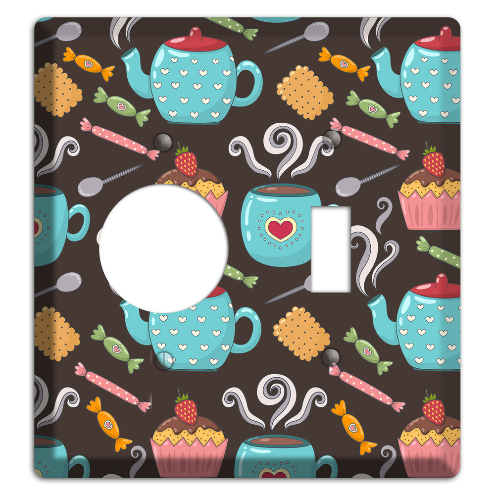 Sweet Tea Party (Brown) Receptacle / Toggle Wallplate