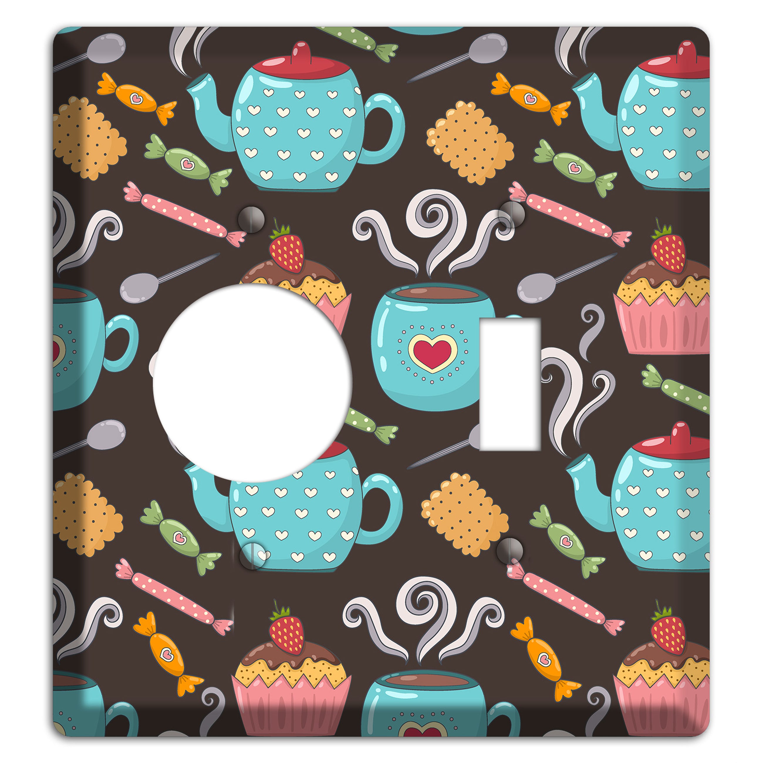 Sweet Tea Party (Brown) Receptacle / Toggle Wallplate