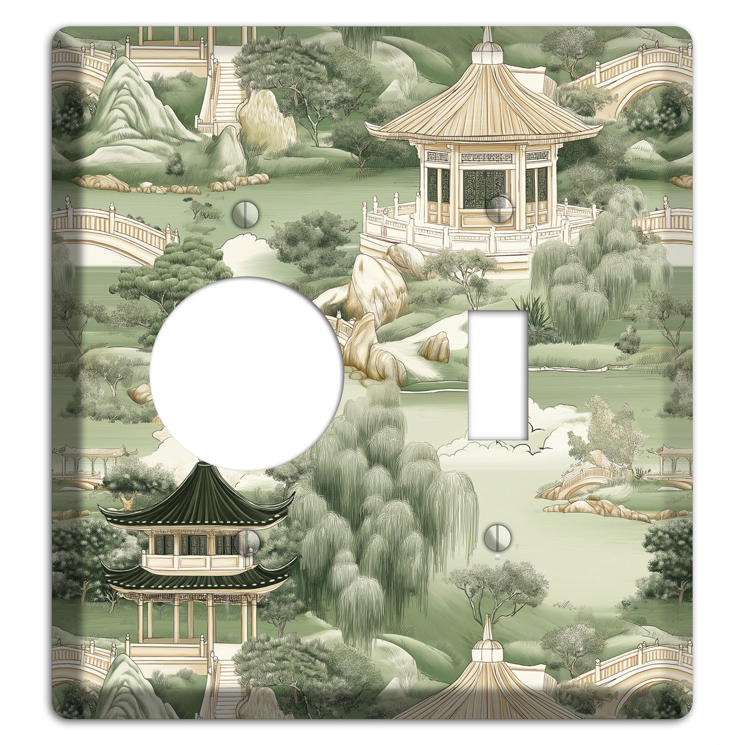 Jade Garden Toile Receptacle / Toggle Wallplate