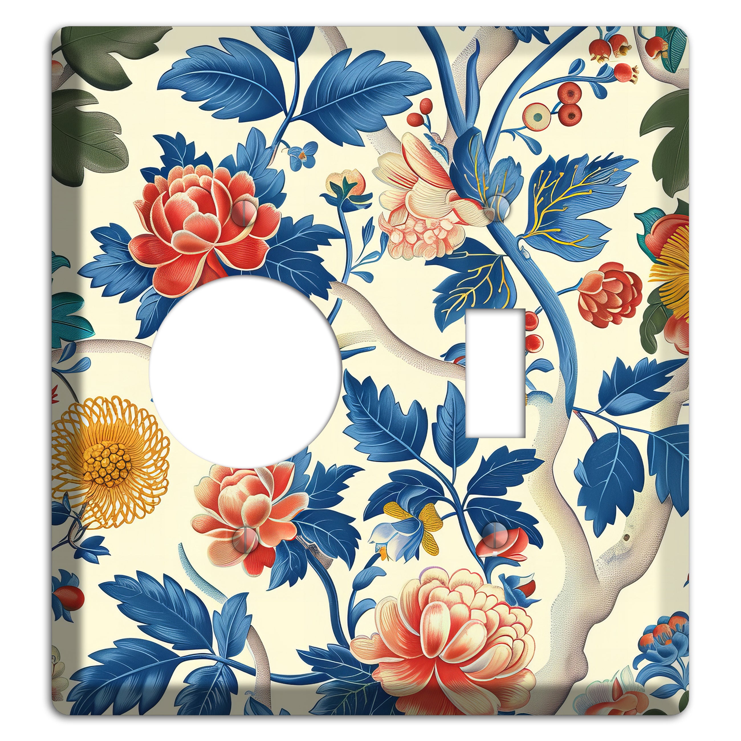 Porcelain Garden Riot Receptacle / Toggle Wallplate