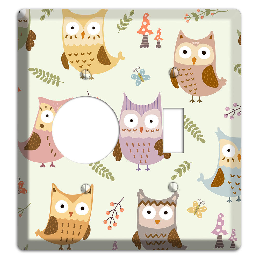 Sleepy Owls (Cream) Receptacle / Toggle Wallplate