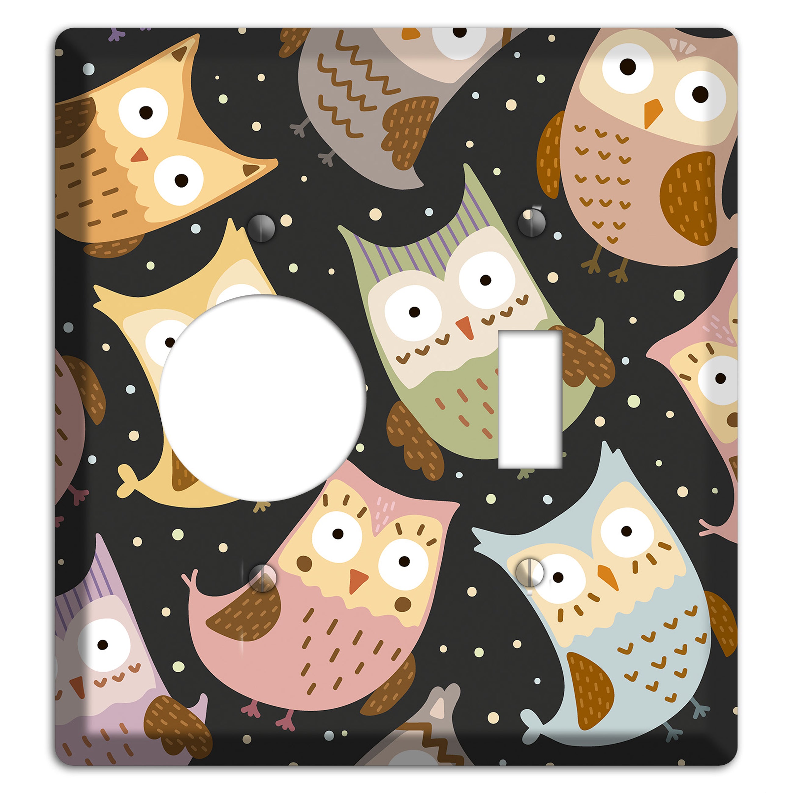 Sleepy Owls (Charcoal) Receptacle / Toggle Wallplate