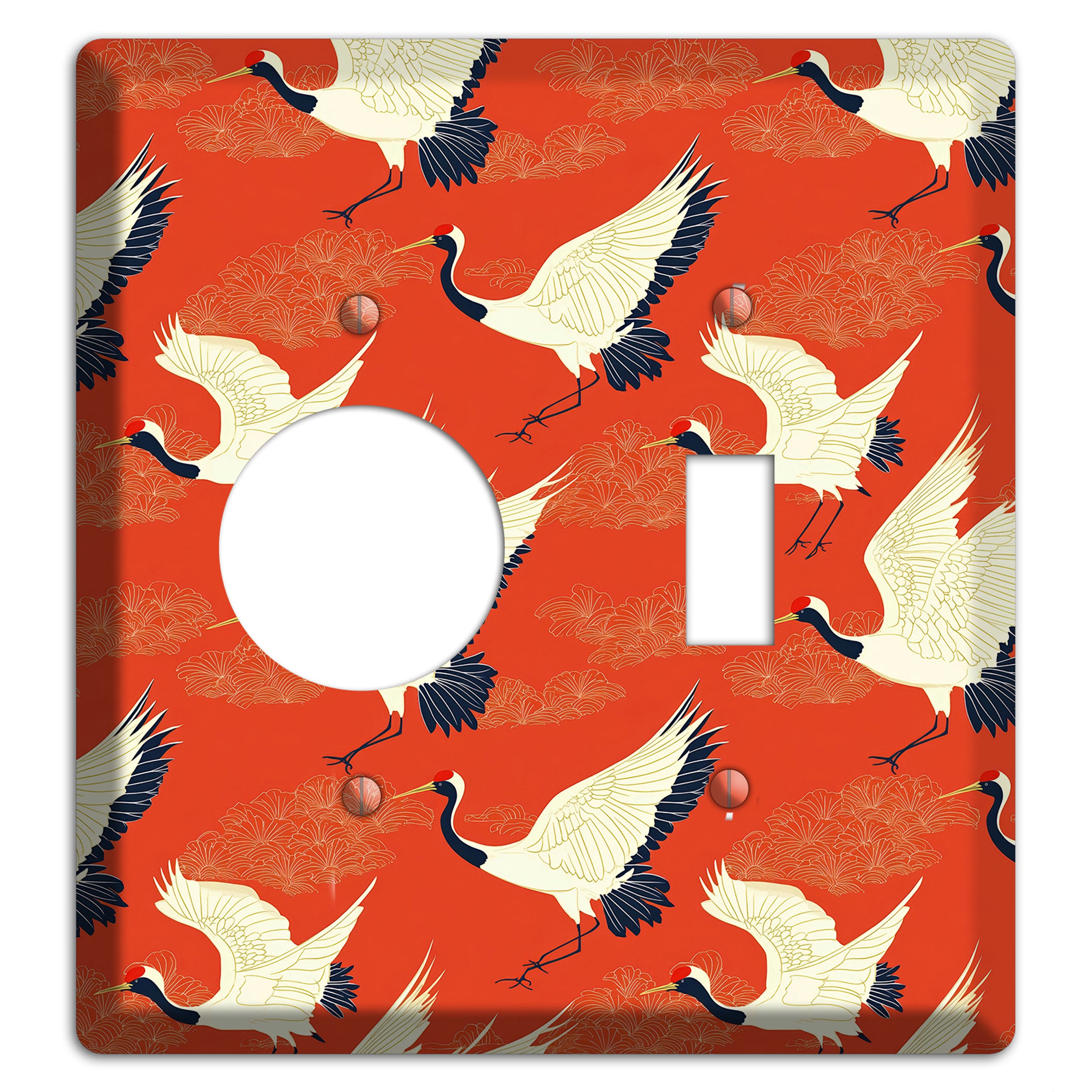 Vermillion Crane Flight Receptacle / Toggle Wallplate