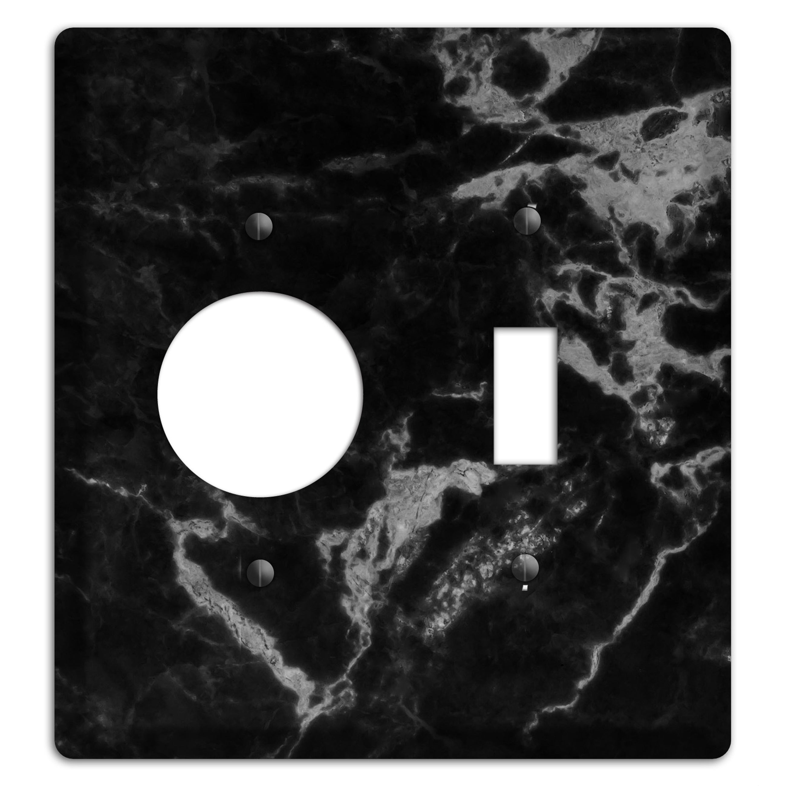 Black and Silver Marble Receptacle / Toggle Wallplate