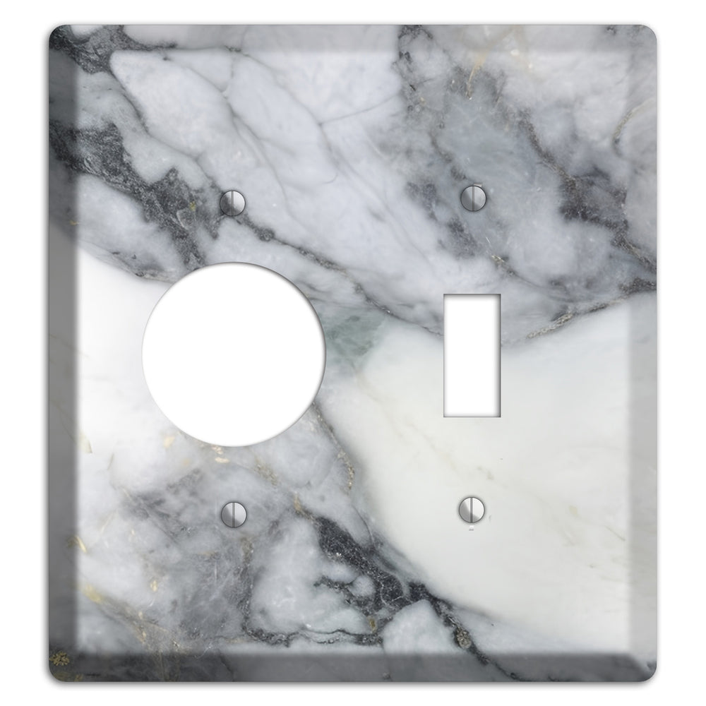 White and Grey Marble Receptacle / Toggle Wallplate