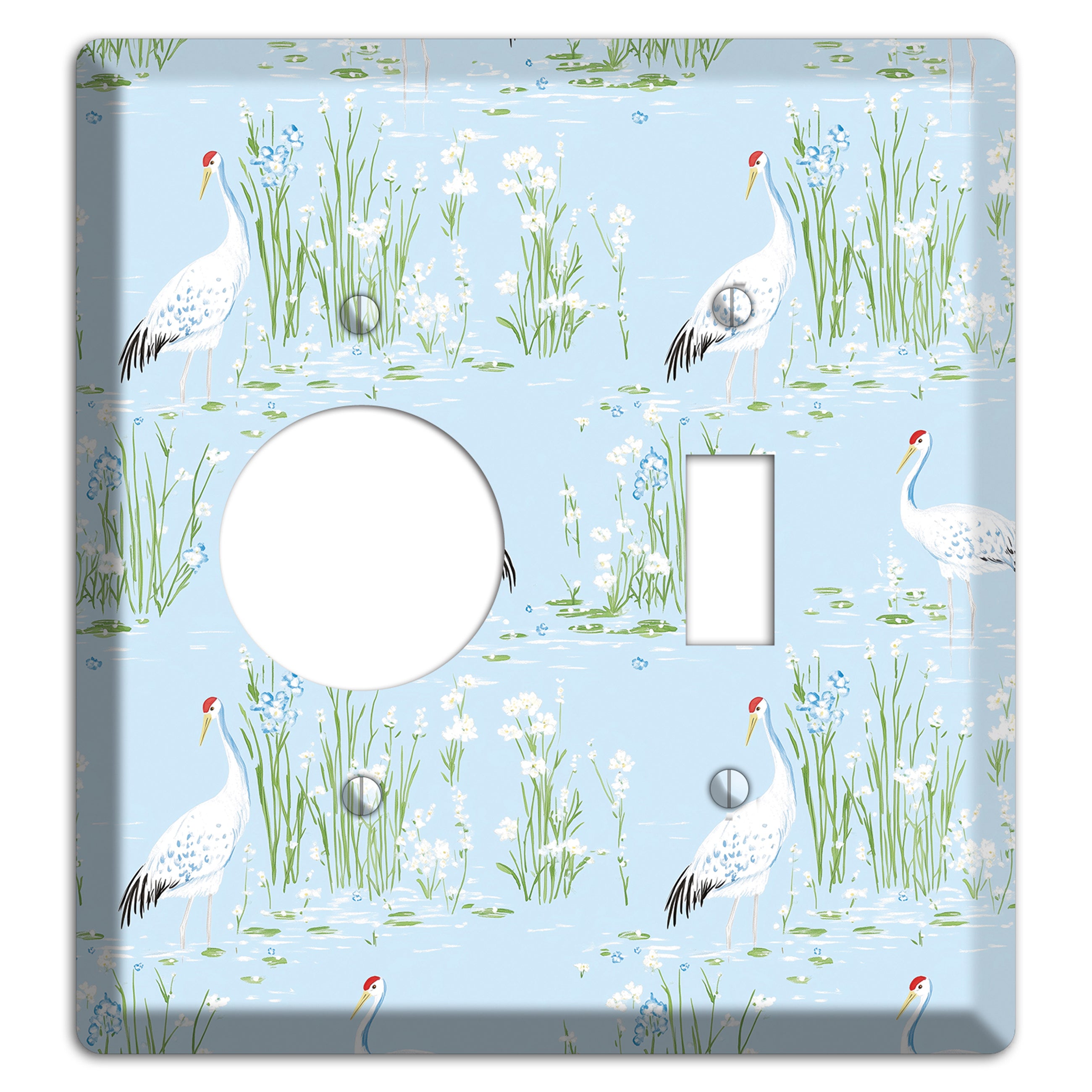 Azure Crane Sanctuary Receptacle / Toggle Wallplate