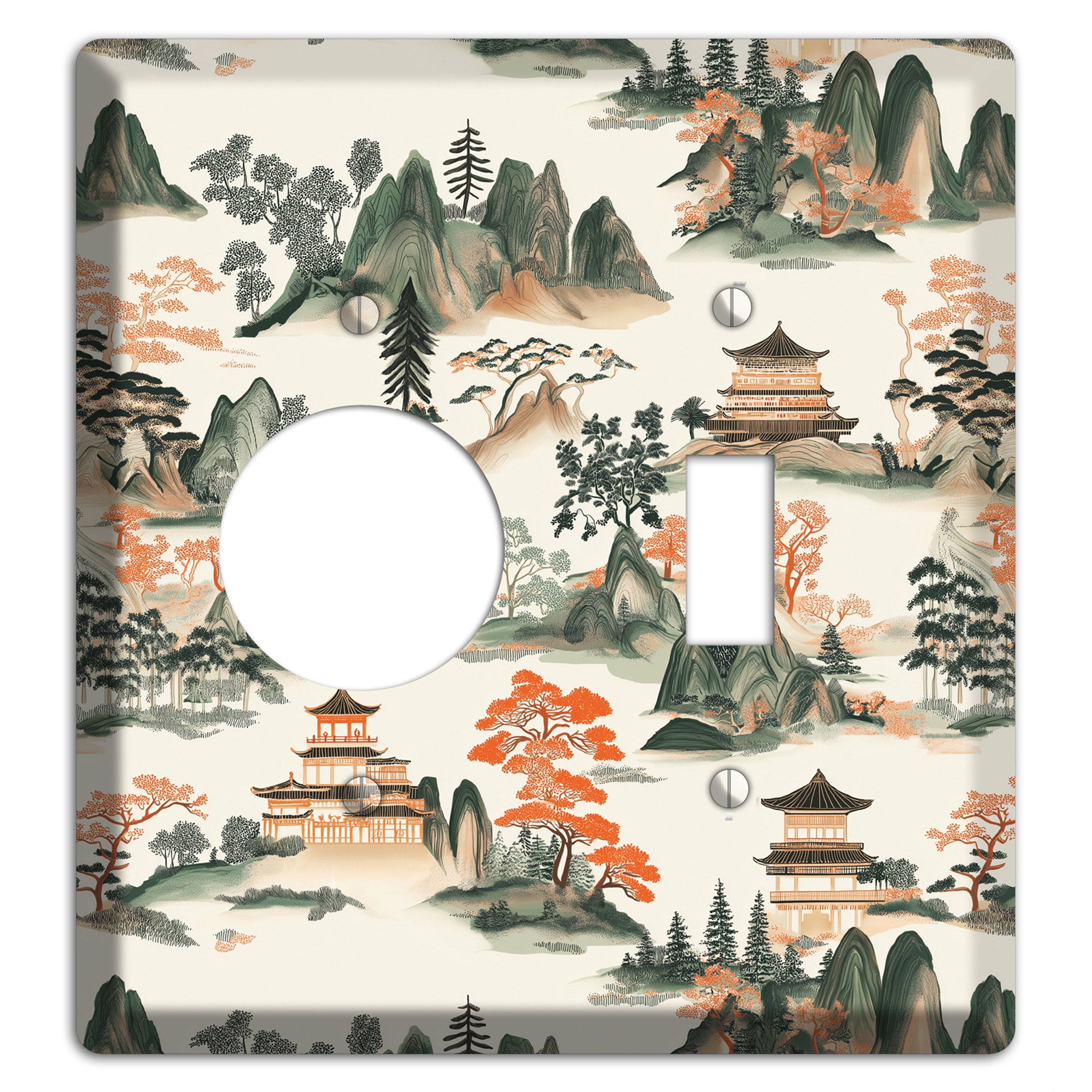 Peaks & Pagodas Receptacle / Toggle Wallplate