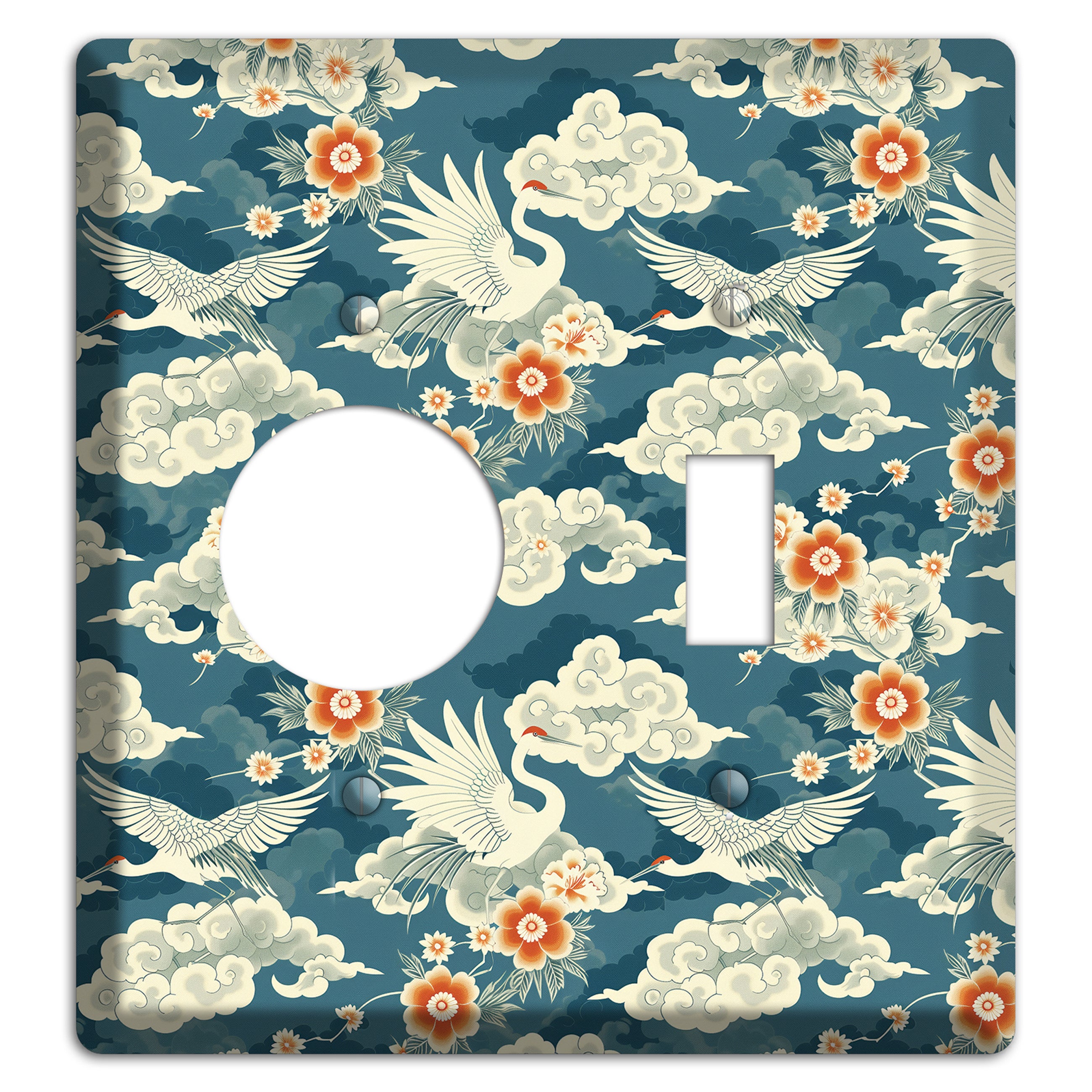 Teal Crane Ascendant Receptacle / Toggle Wallplate