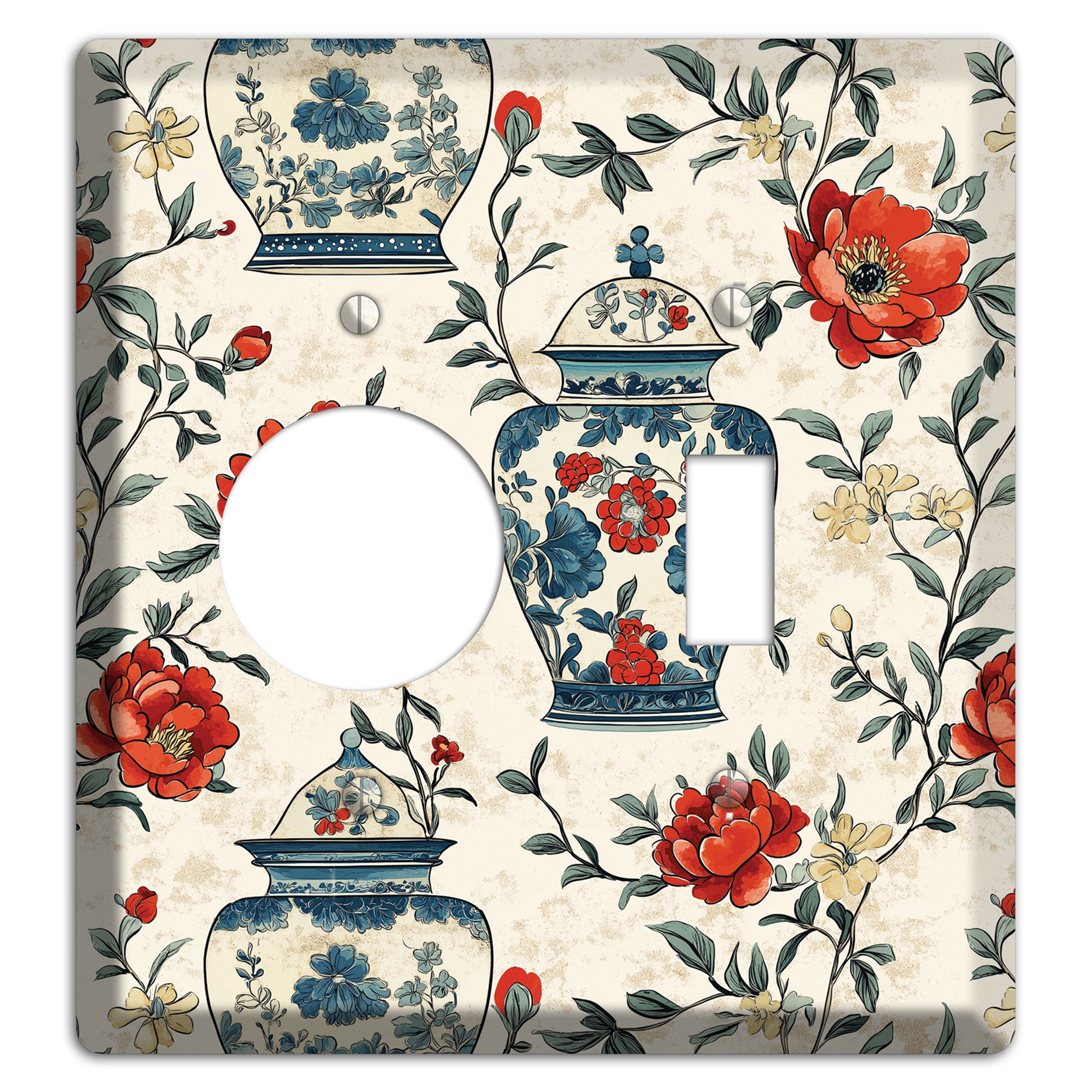 Porcelain & Peony Receptacle / Toggle Wallplate