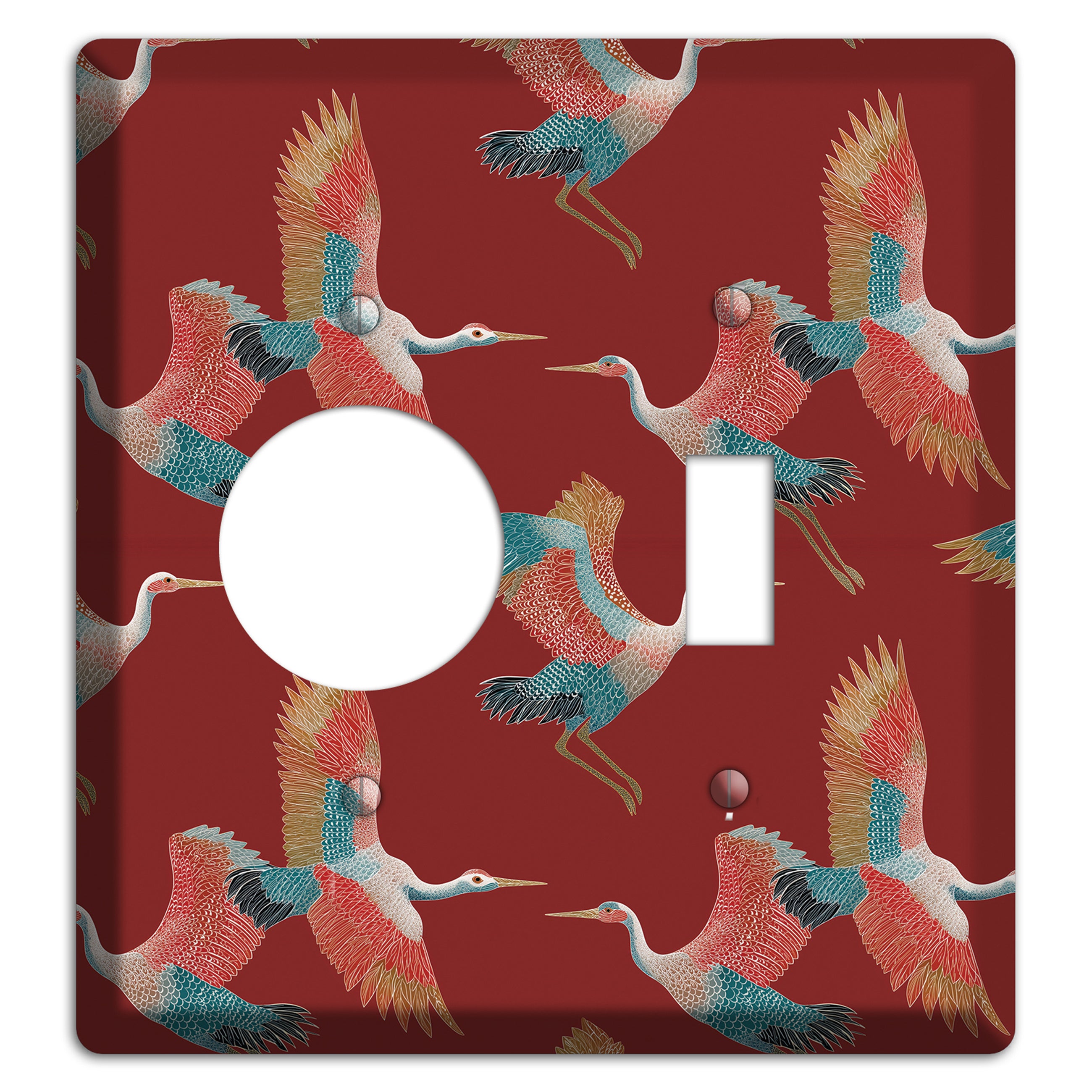 Crimson Heron Dance Receptacle / Toggle Wallplate