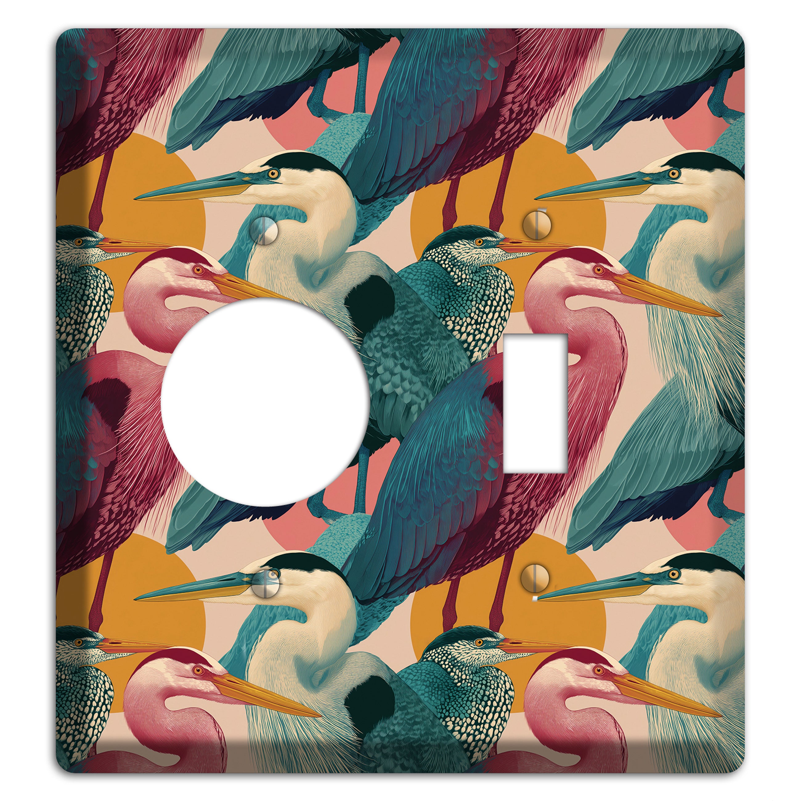 Teal Heron Mosaic Receptacle / Toggle Wallplate
