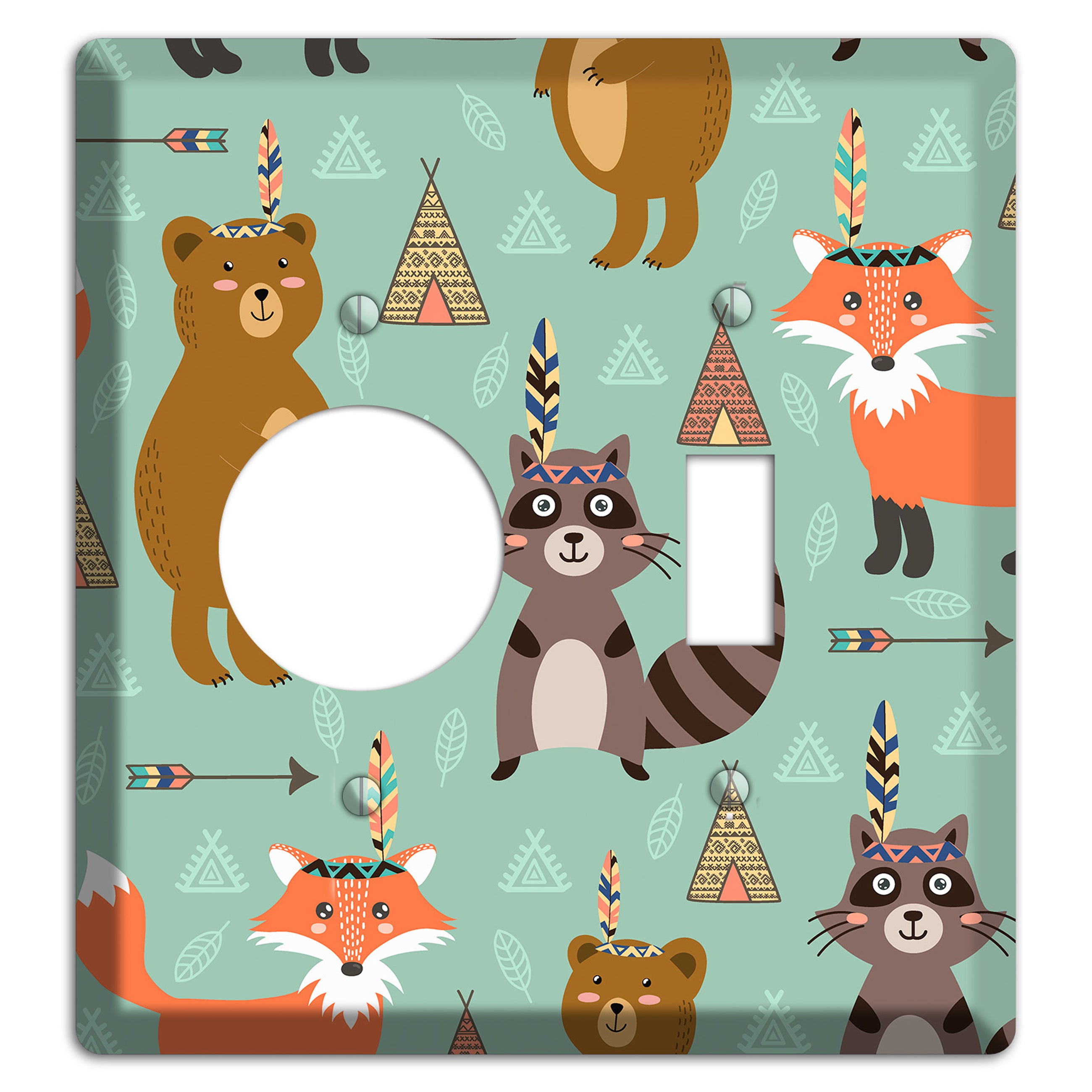 Tribal Woodland Camp Receptacle / Toggle Wallplate