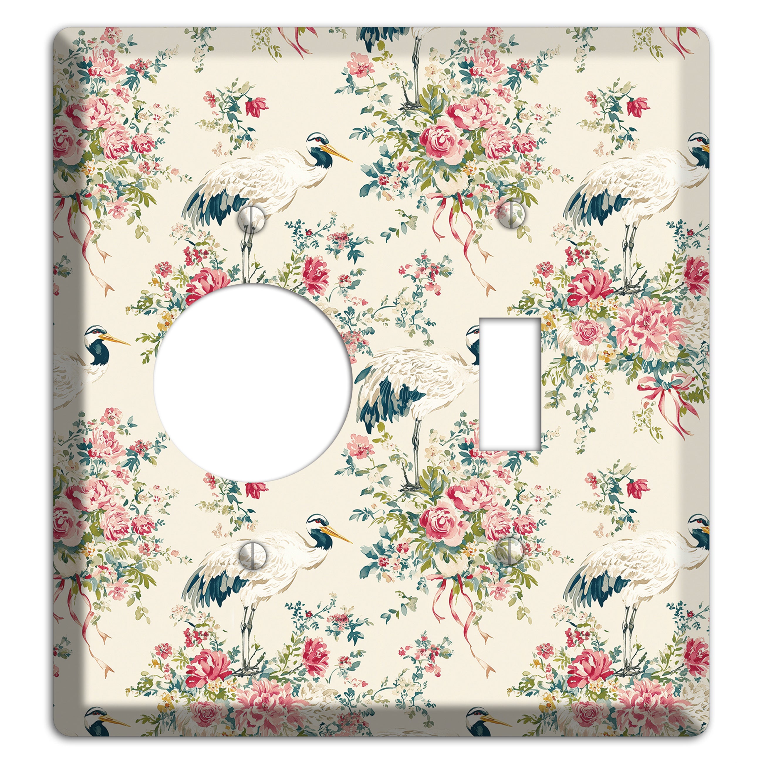 Blossom & Crane Receptacle / Toggle Wallplate