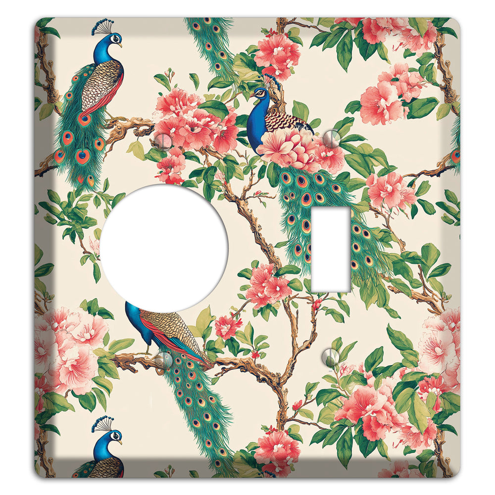 Peacock & Peony Court Receptacle / Toggle Wallplate