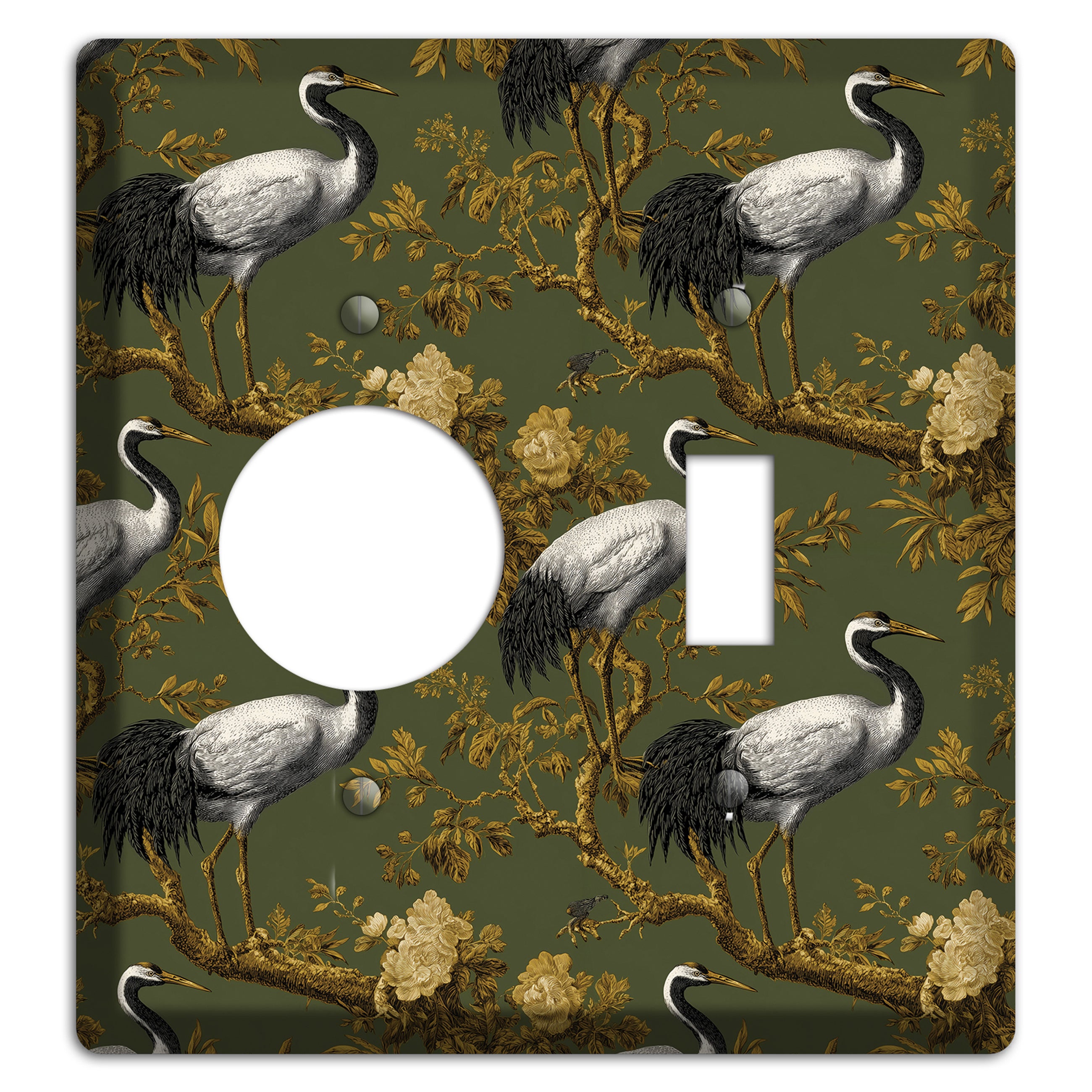 Olive Toile Sanctuary Receptacle / Toggle Wallplate