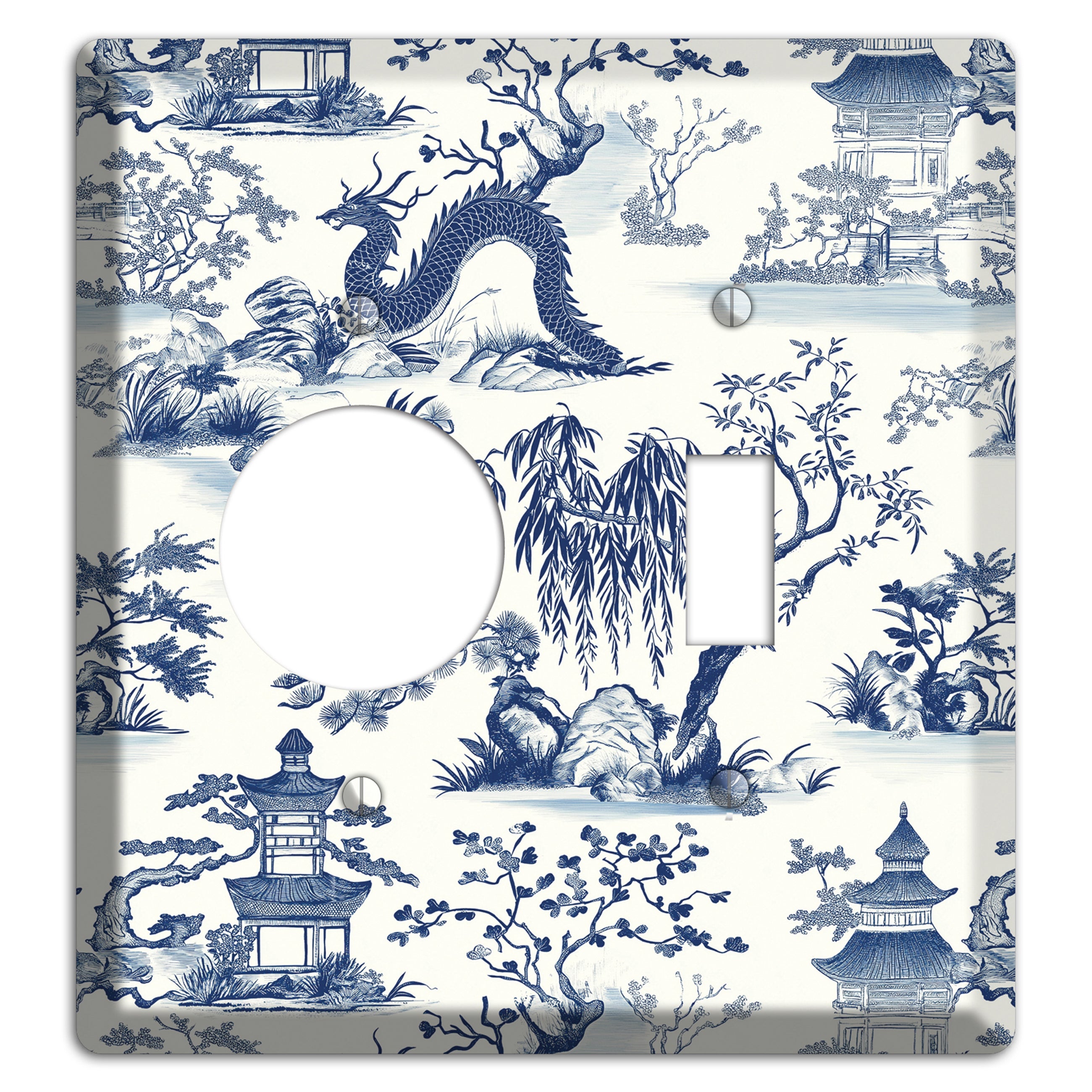 Dragon & Pagoda Receptacle / Toggle Wallplate