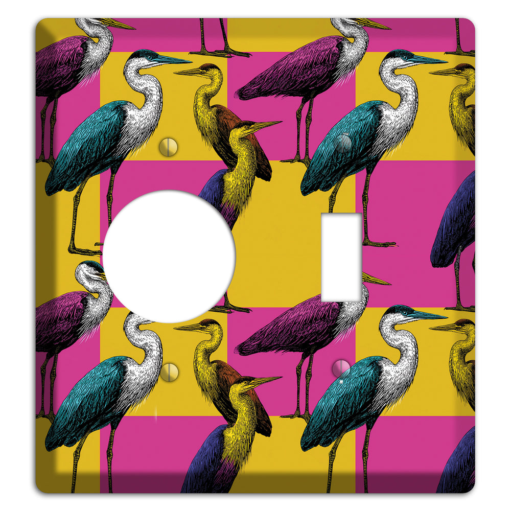 Magenta Heron Grid Receptacle / Toggle Wallplate