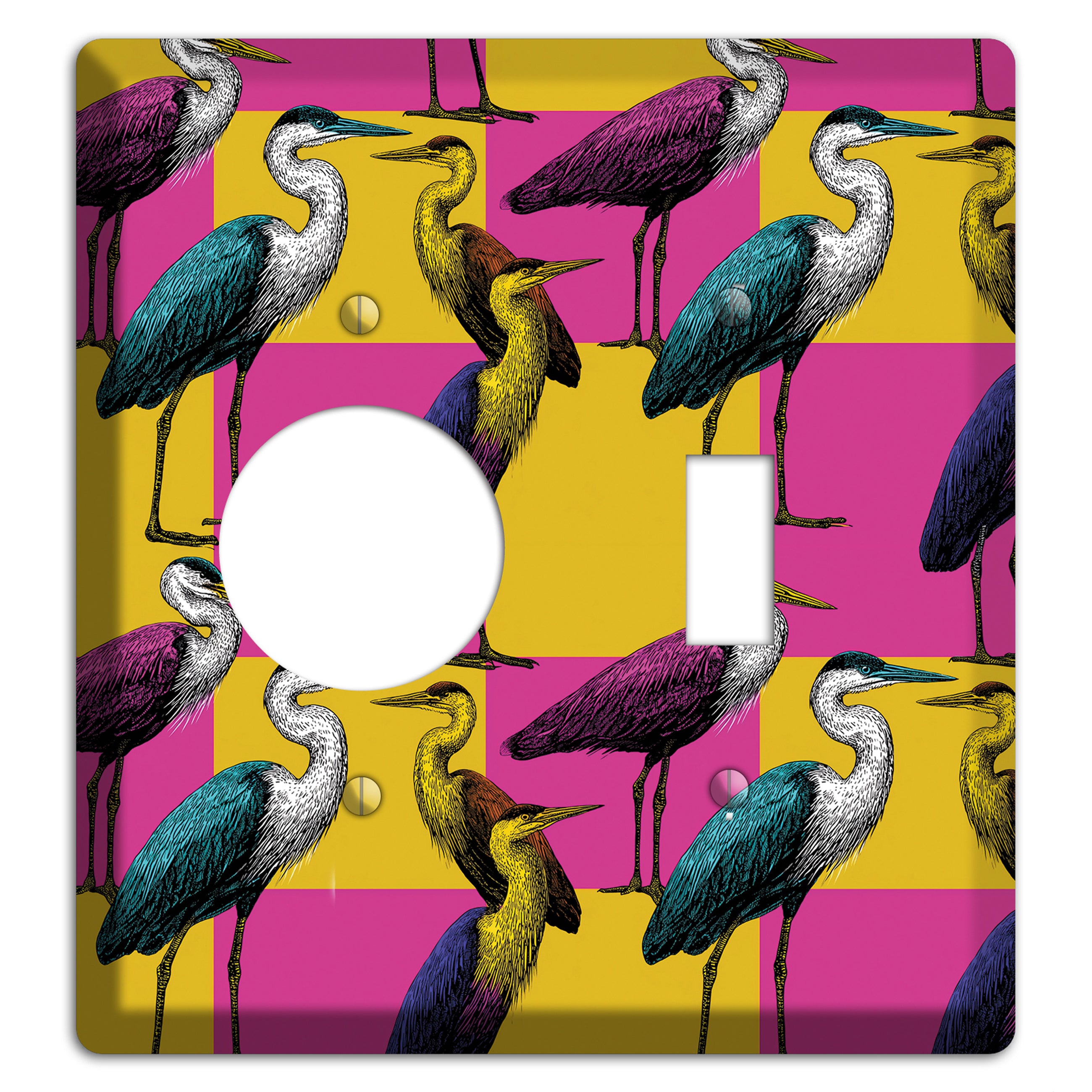 Magenta Heron Grid Receptacle / Toggle Wallplate