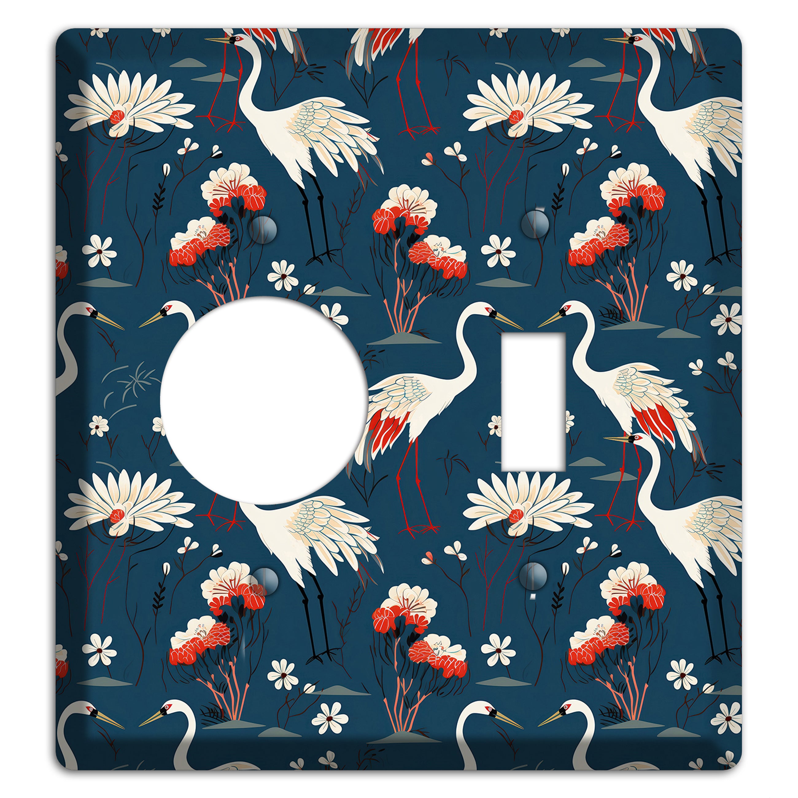 Sapphire Crane Meadow Receptacle / Toggle Wallplate
