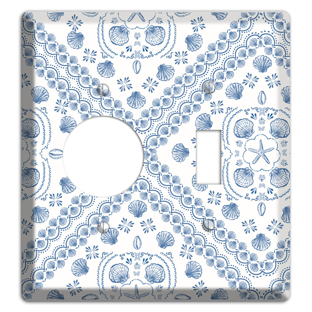 Azure Shell Damask Receptacle / Toggle Wallplate