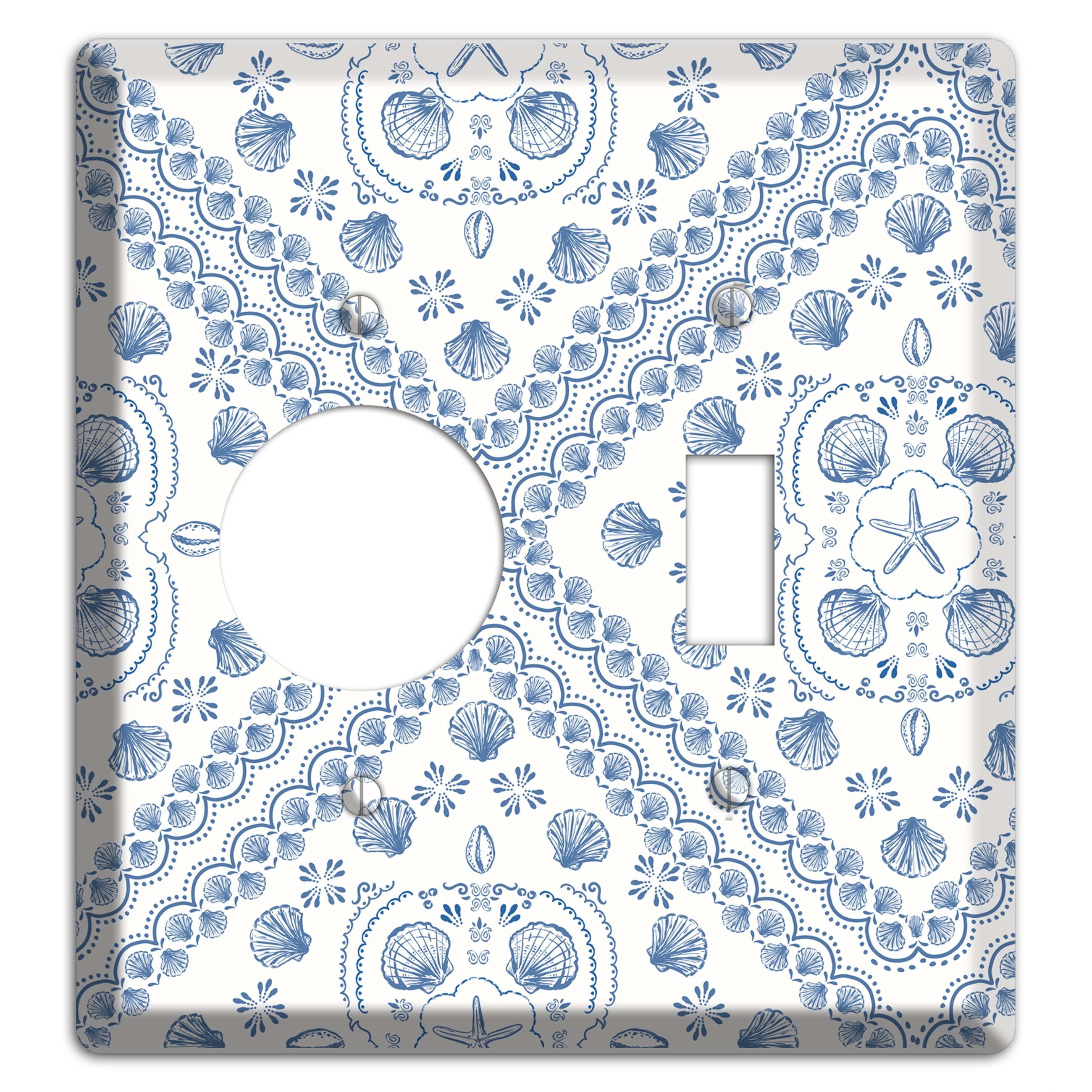 Azure Shell Damask Receptacle / Toggle Wallplate