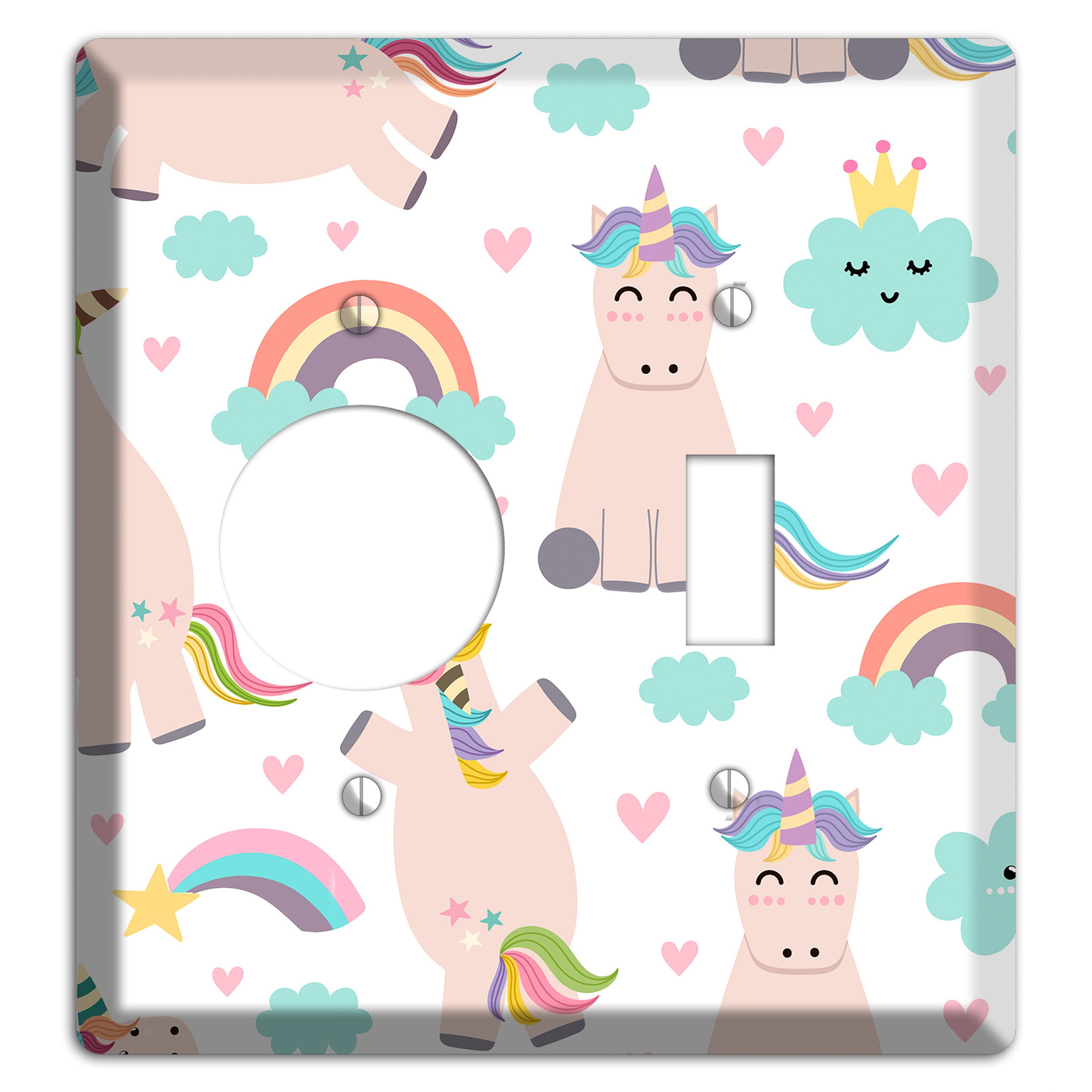 Rainbow Cloud Herd Receptacle / Toggle Wallplate