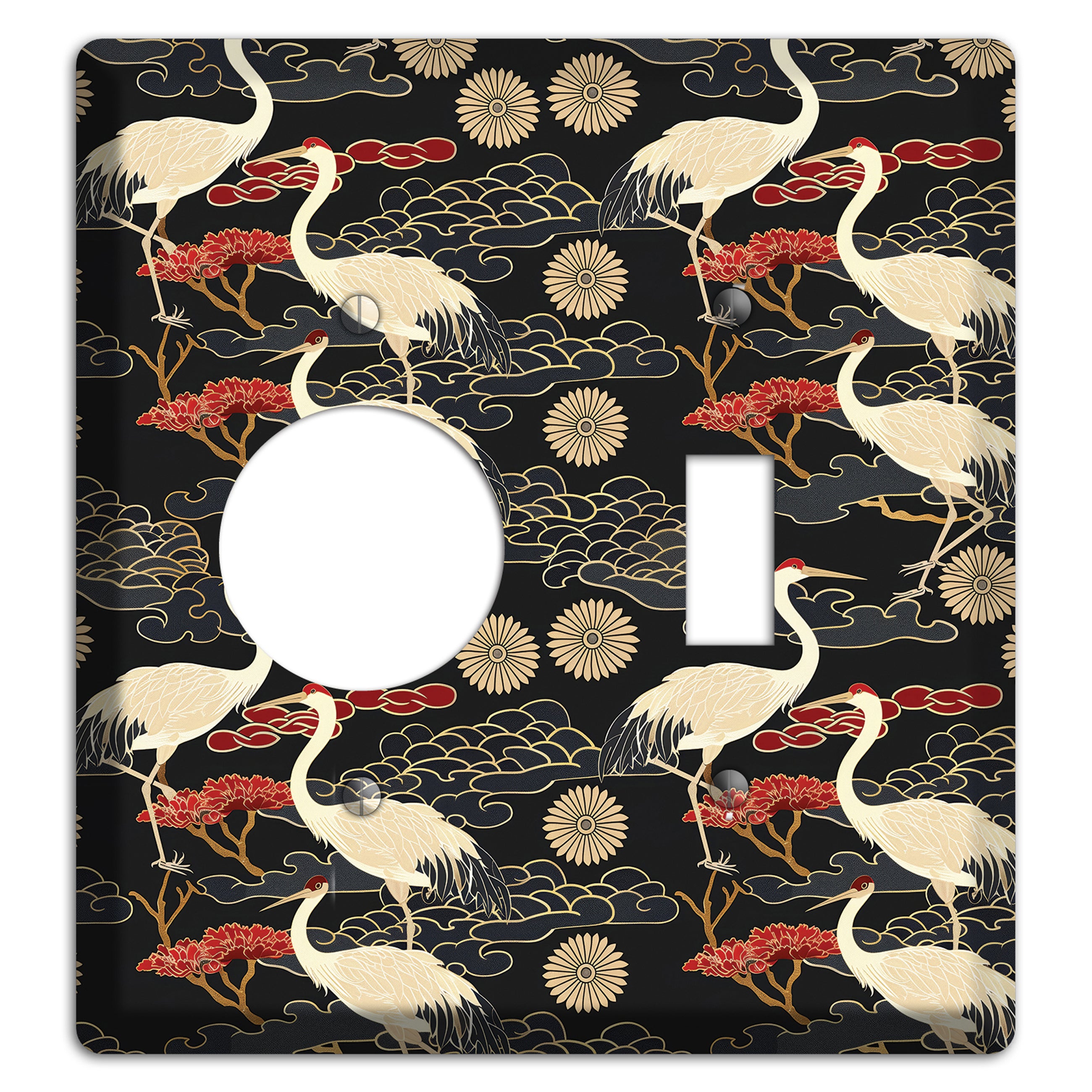 Obsidian Crane Procession Receptacle / Toggle Wallplate